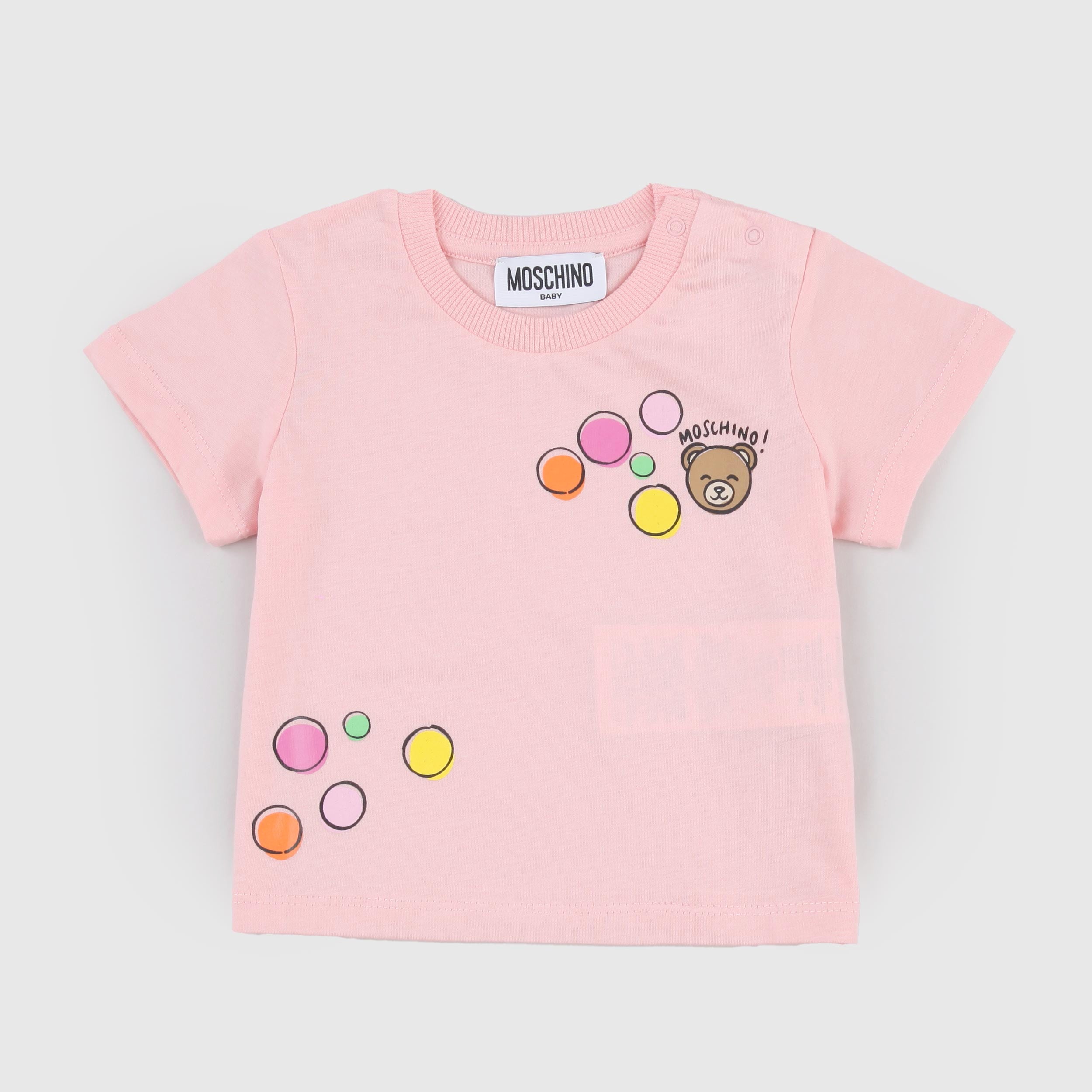 T-shirt Rosa con Iconica Stampa Orso Firmata MOSCHINO