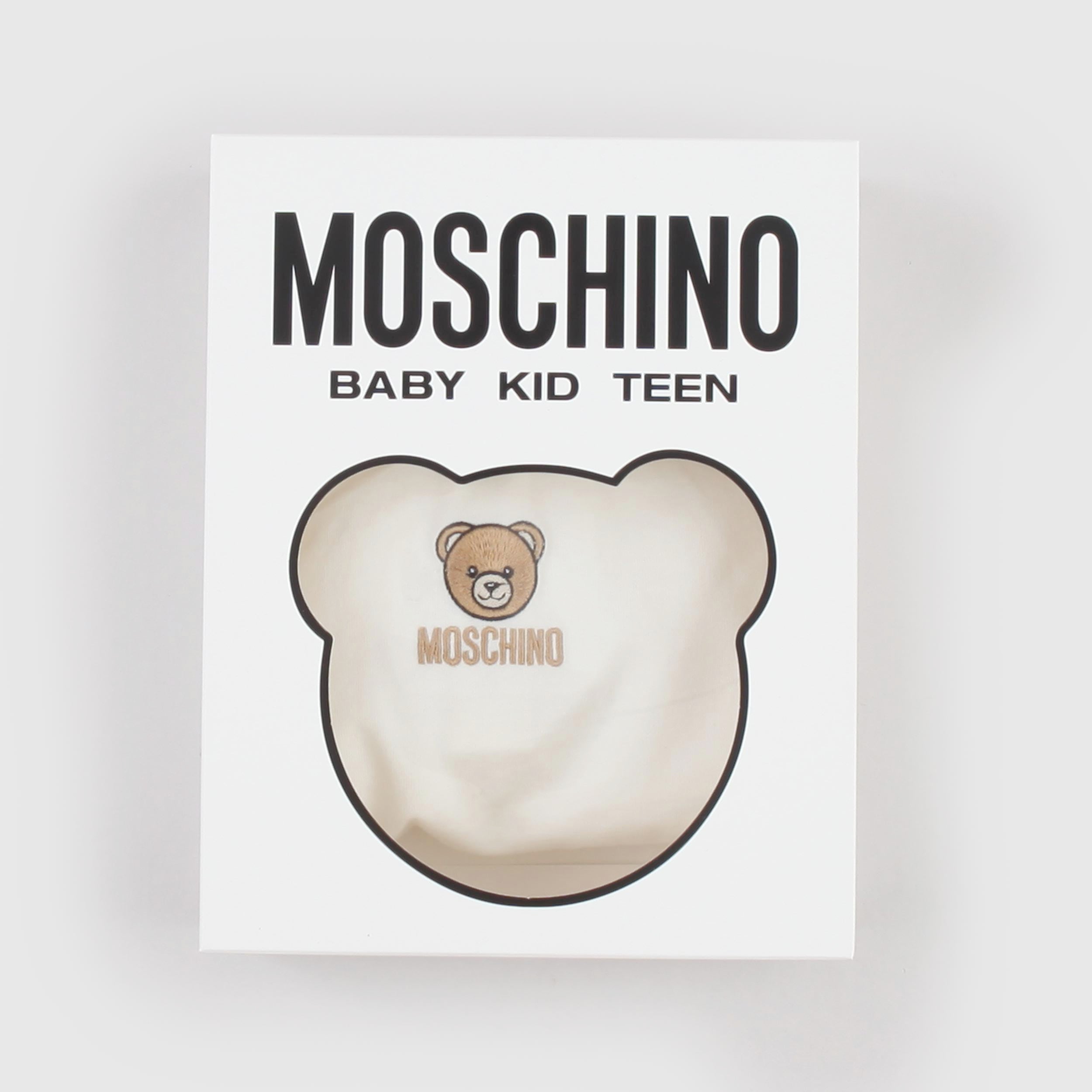 Tutina Bianca Stemma Iconico a Contrasto Firmata MOSCHINO