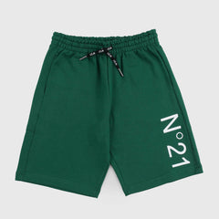 Green Bermuda Shorts With White Logo Signed N.21