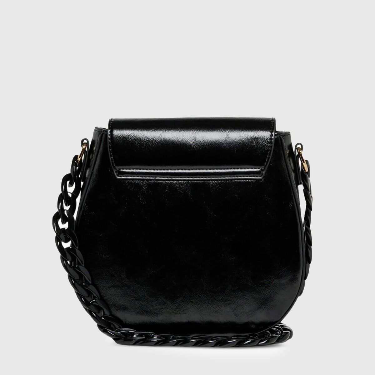 Black Shoulder Bag with Signature Logo Plaque MM6