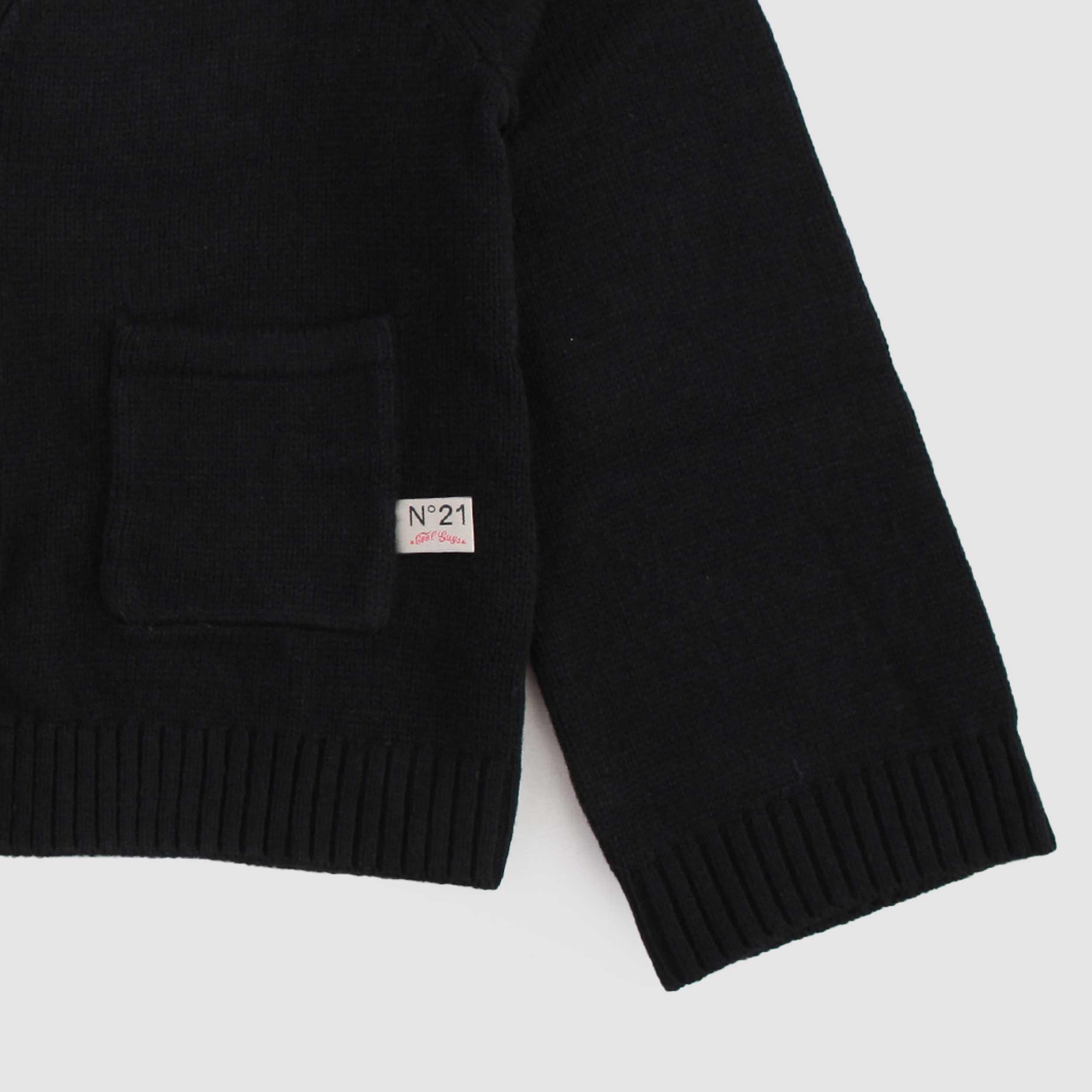 Cardigan V Black with Floral Embroidery Signed N 21