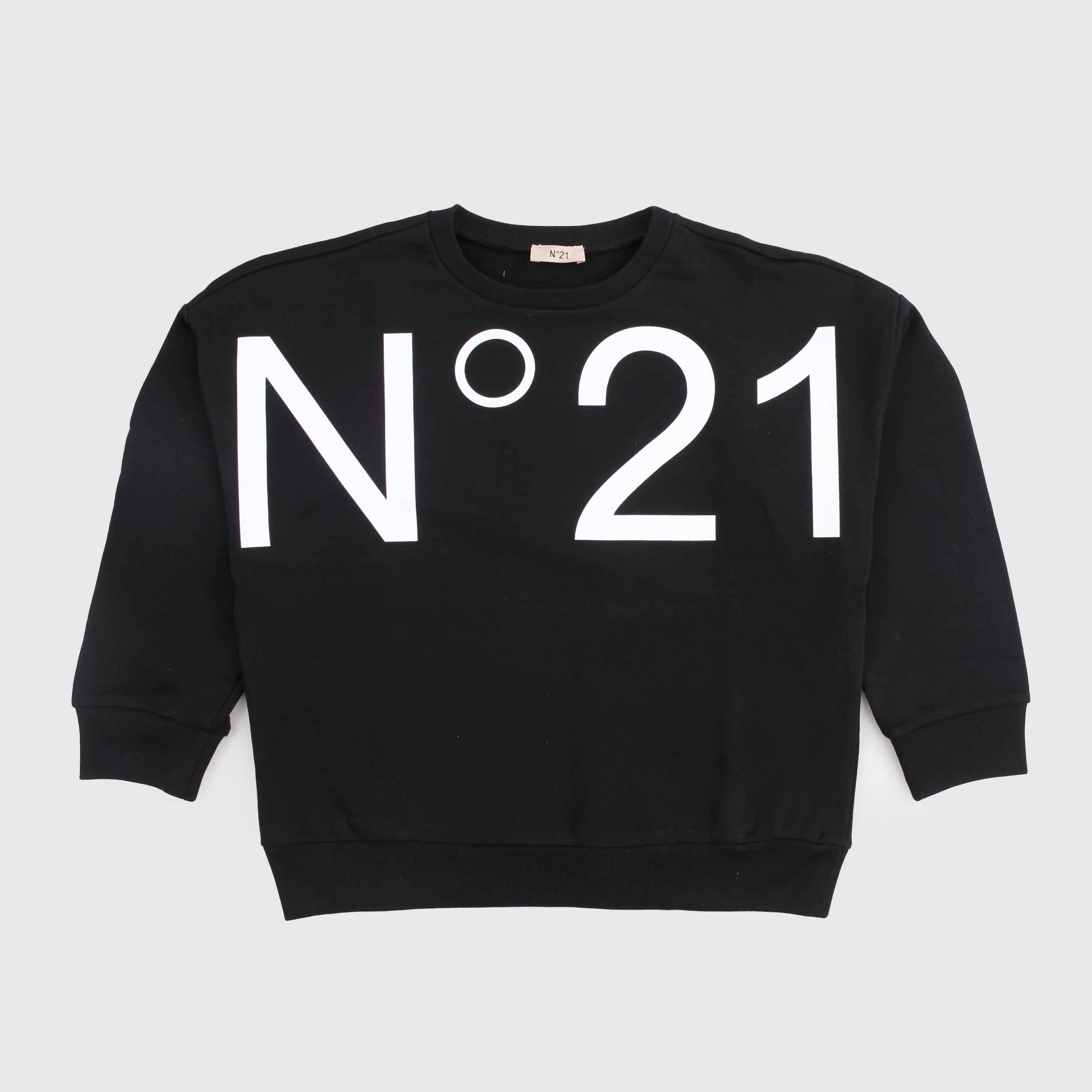 Felpa Nera Con Logo In Contrasto Sul Davanti Firmata N.21