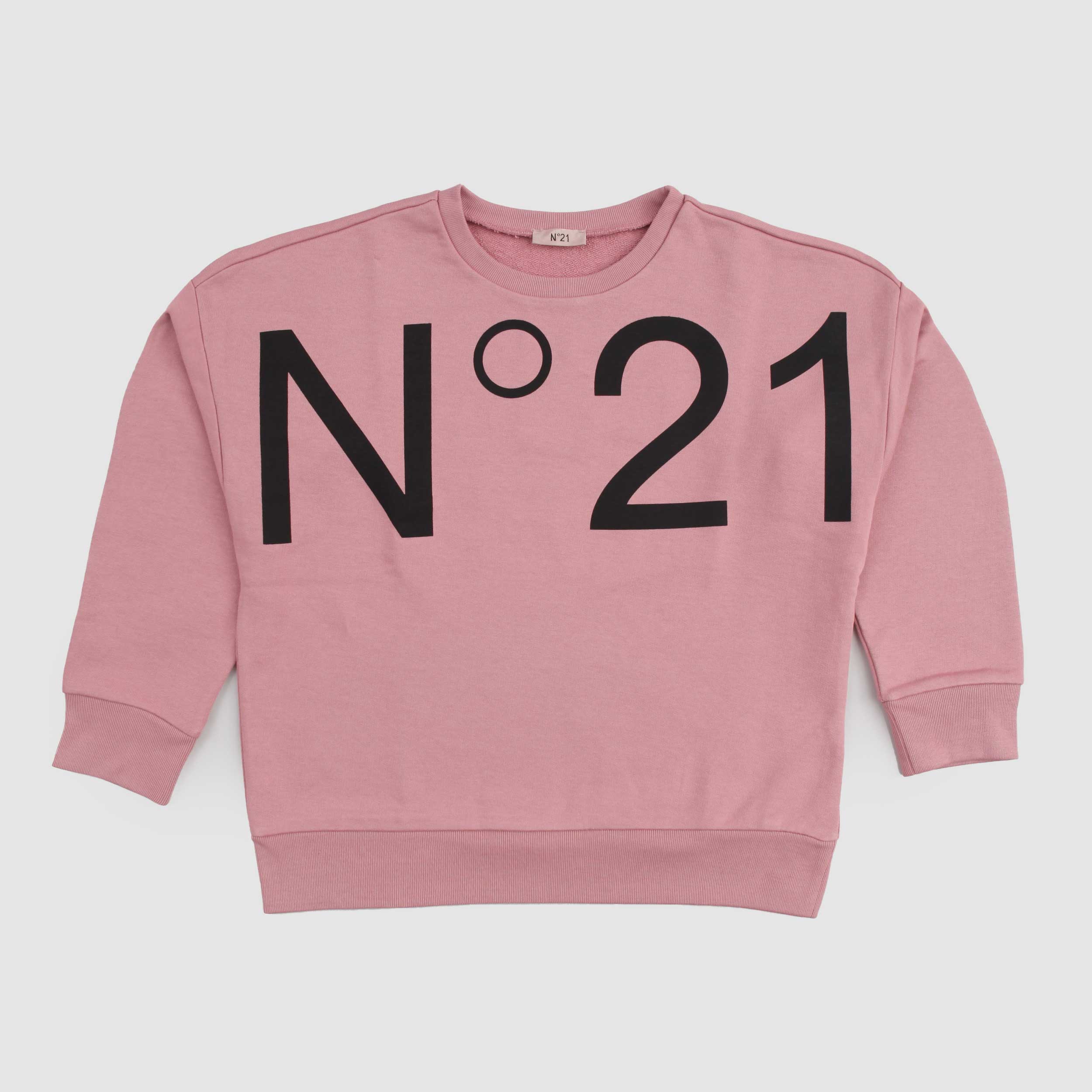 Felpa Rosa Con Logo In Contrasto Sul Davanti Firmata N.21