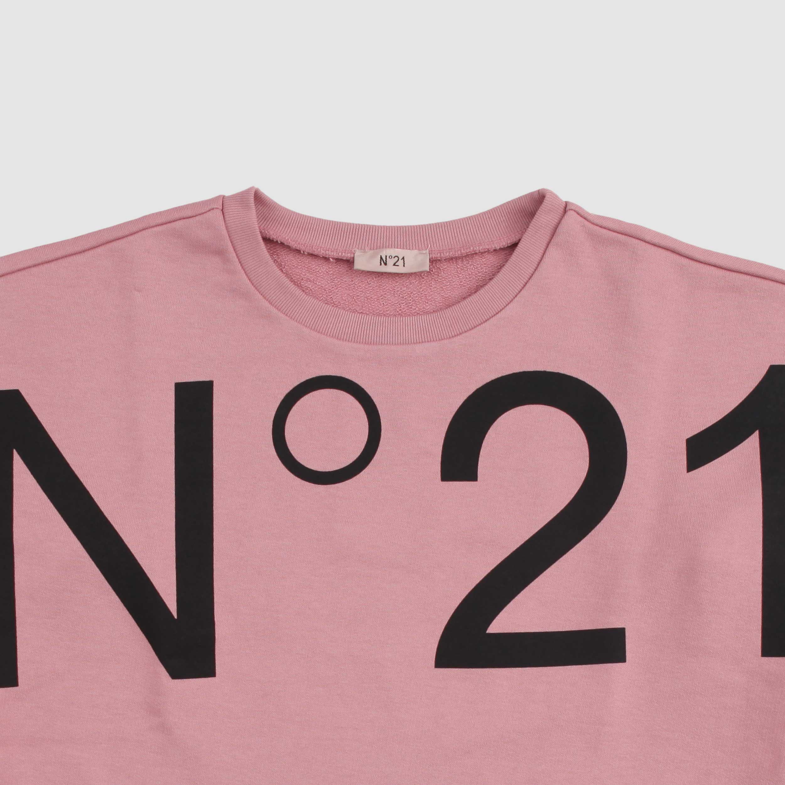 Felpa Rosa Con Logo In Contrasto Sul Davanti Firmata N.21