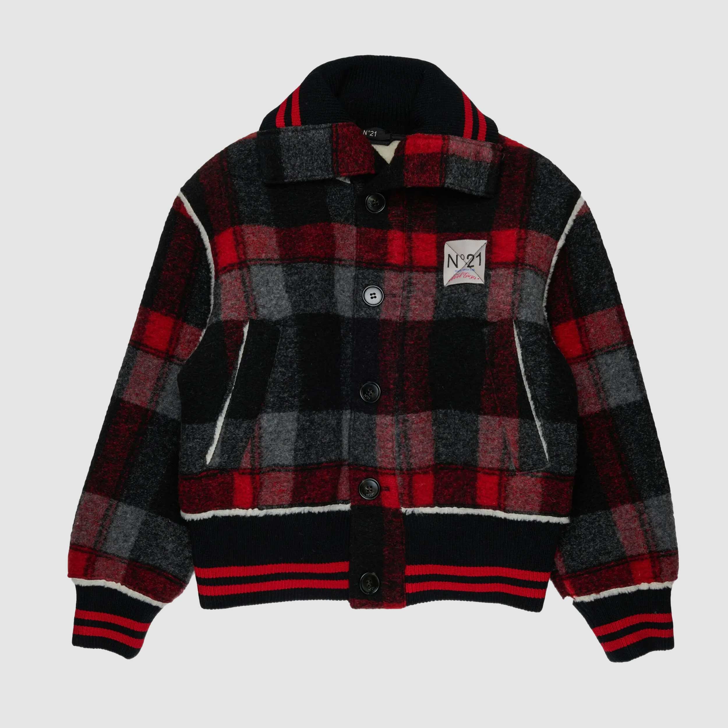 Tricolour Check Jacket for Boys Signed MM6