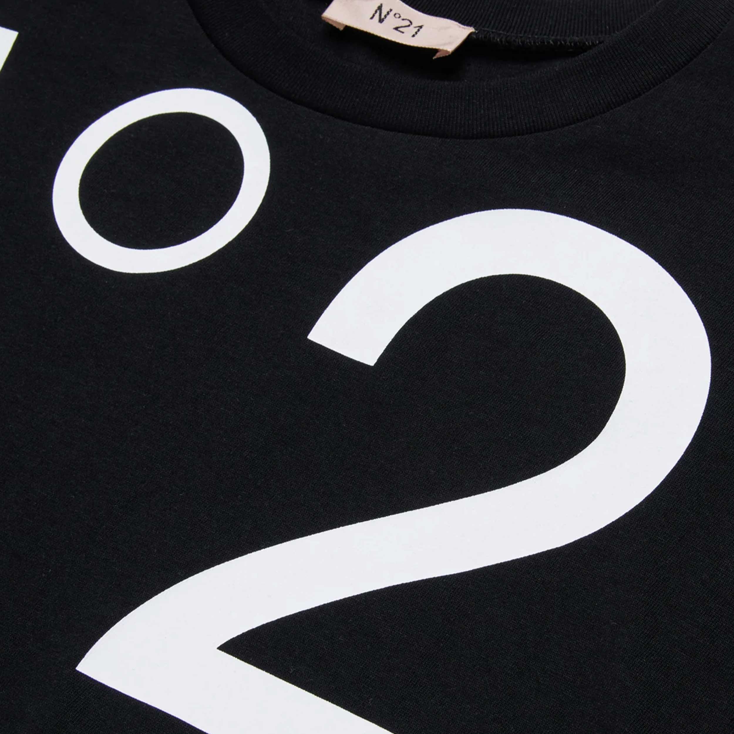 N.21 Signature Black Cropped Logo T-Shirt