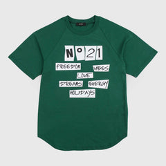 Green T-shirt with contrasting print by N.21