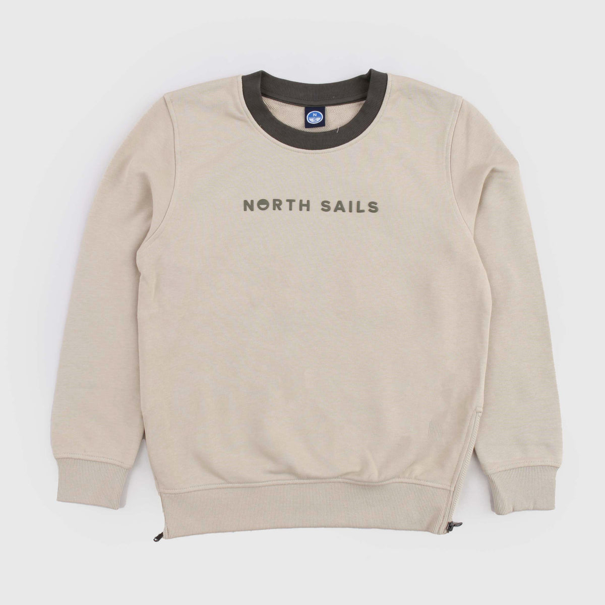 Felpa Beige con Logo e Zip Laterali per Ragazzi NORTH SAILS