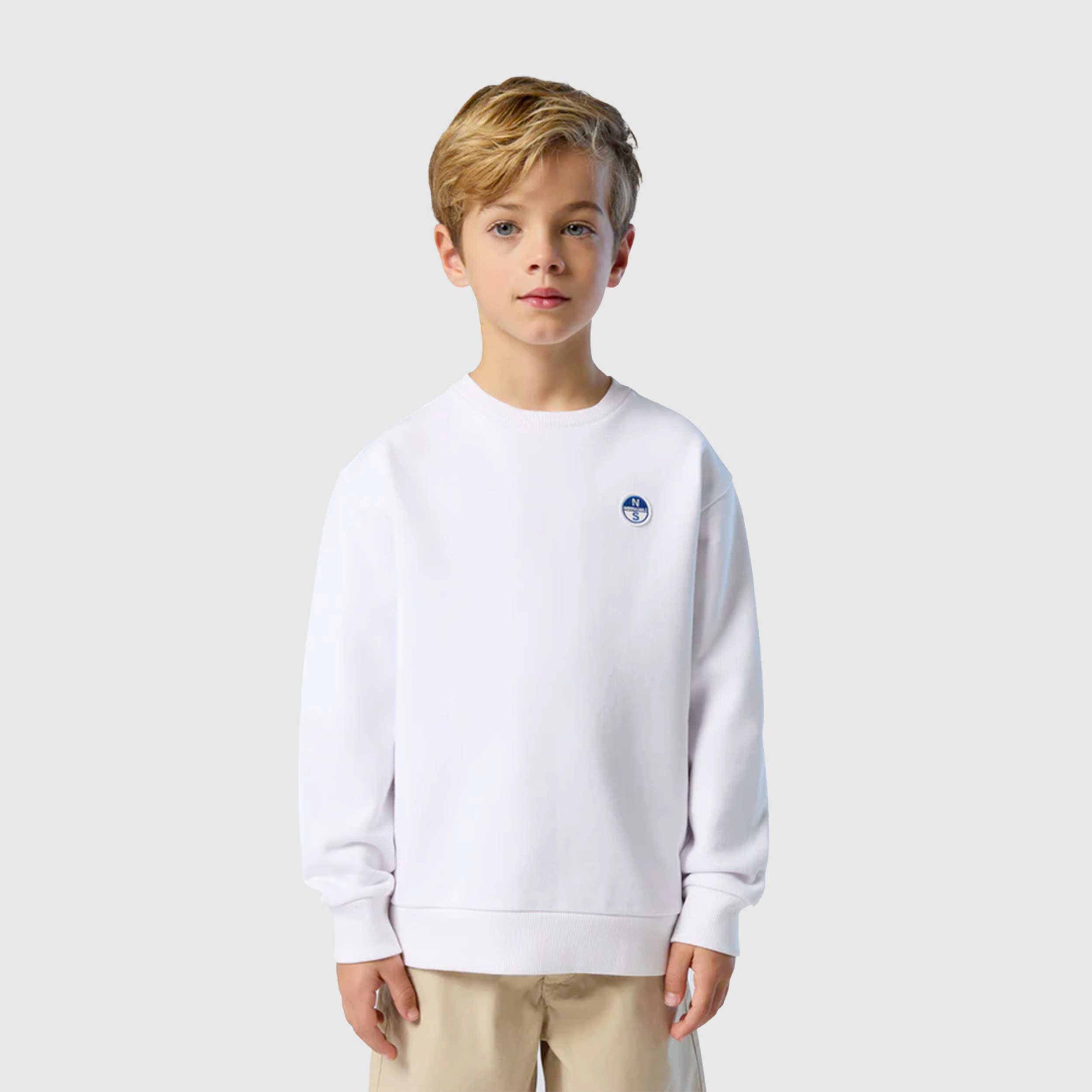 White Sweatshirt with Embroidered Logo Patch by NORTH SAILS