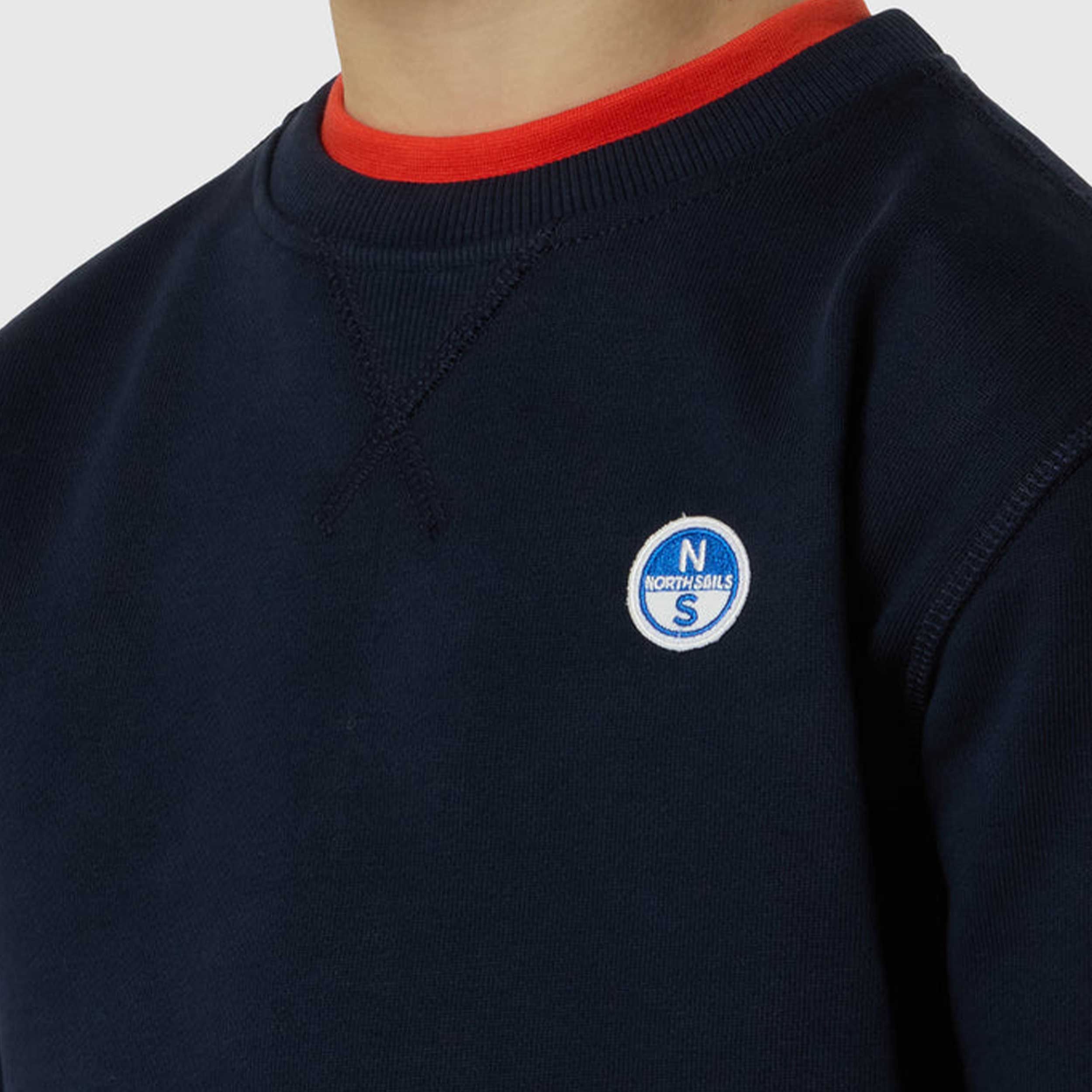 Blue Sweatshirt with Embroidered Logo Patch Signed NORTH SAILS