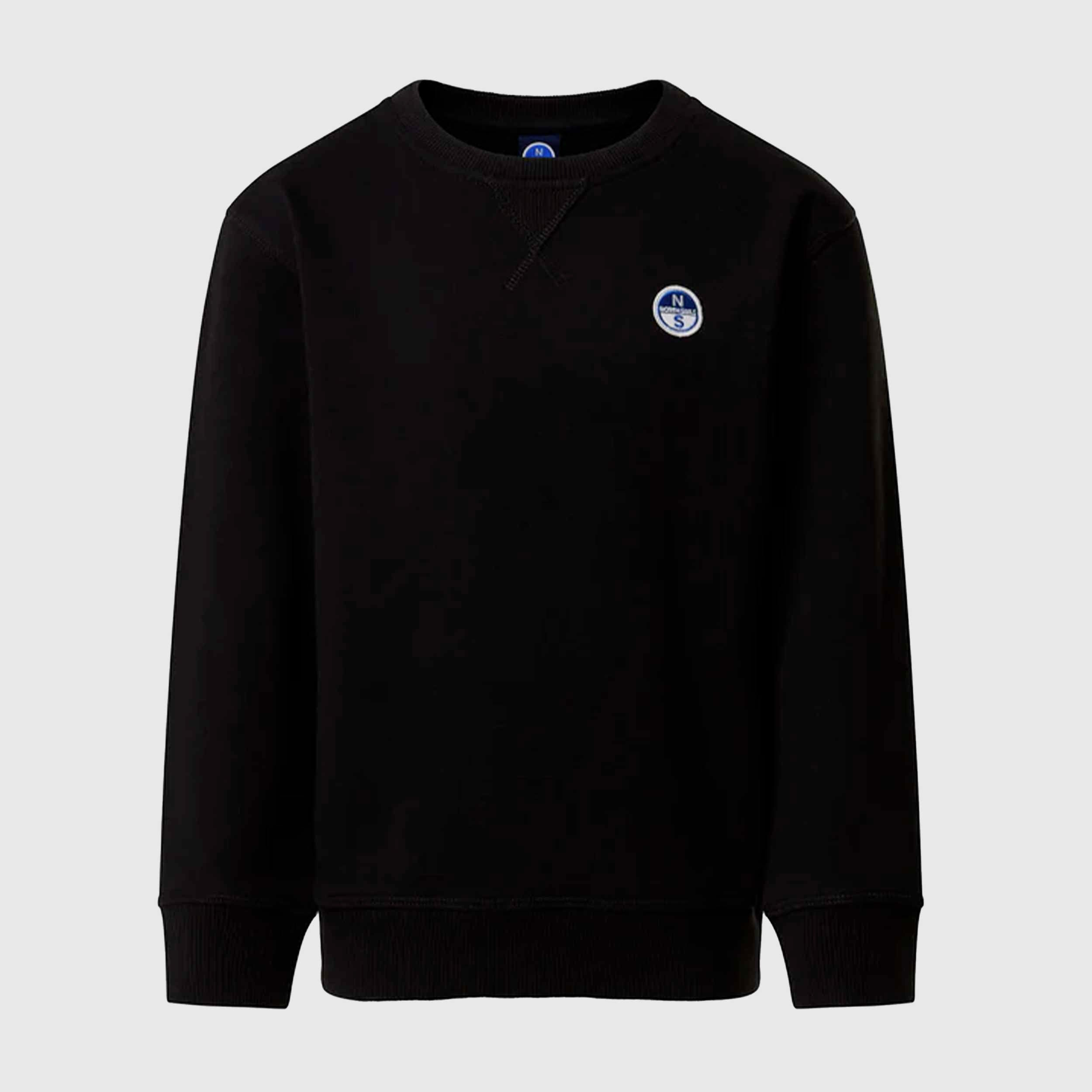 Black Sweatshirt with Embroidered Logo Patch Signed NORTH SAILS