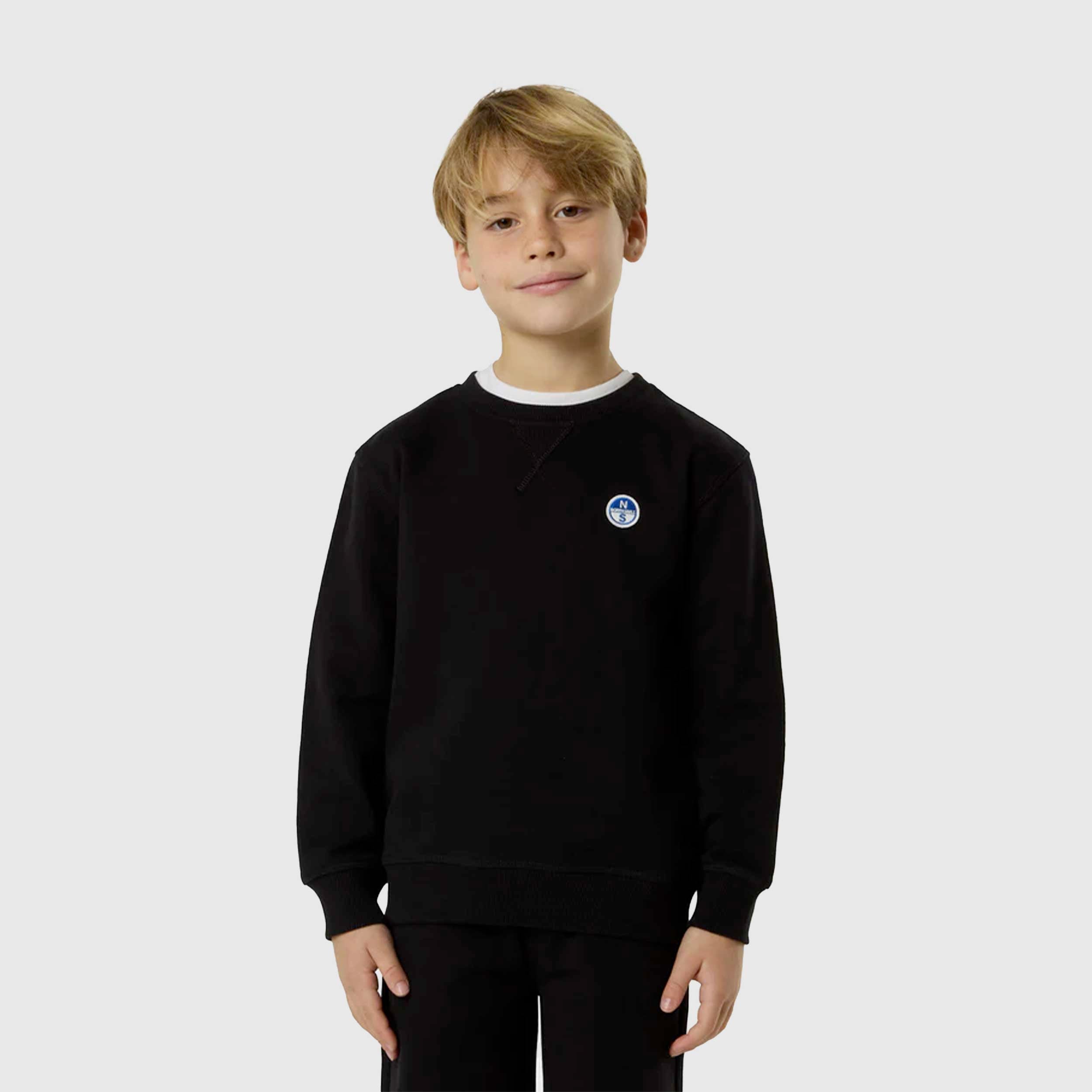 Black Sweatshirt with Embroidered Logo Patch Signed NORTH SAILS