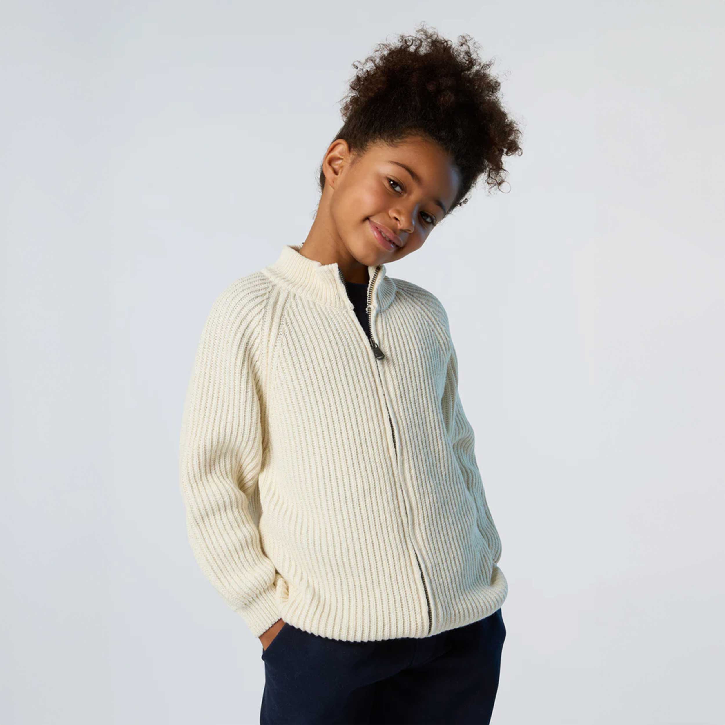 Cardigan Beige A Coste Con Zip Firmato NORTH SAILS