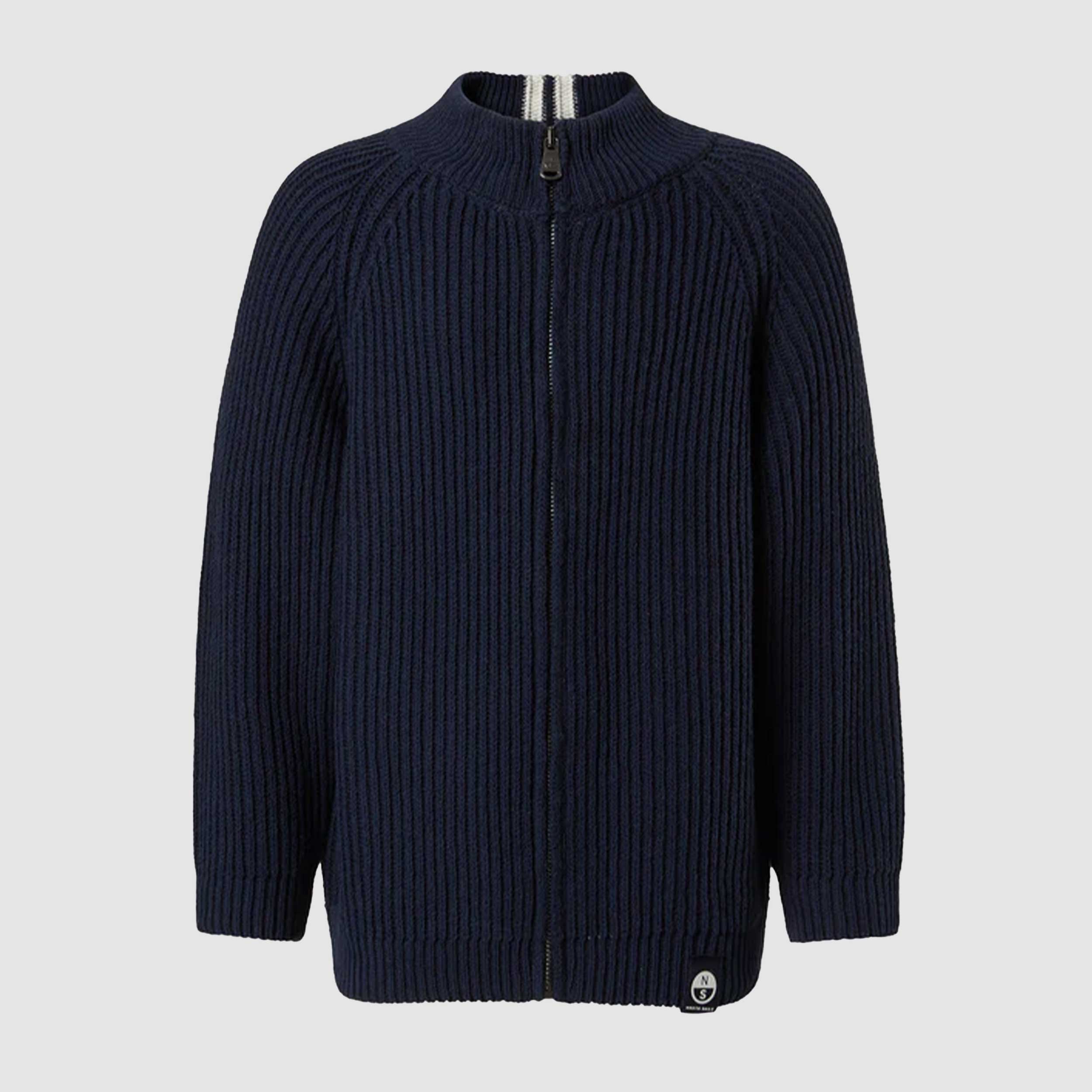 Cardigan Blu A Coste Con Zip Firmato NORTH SAILS