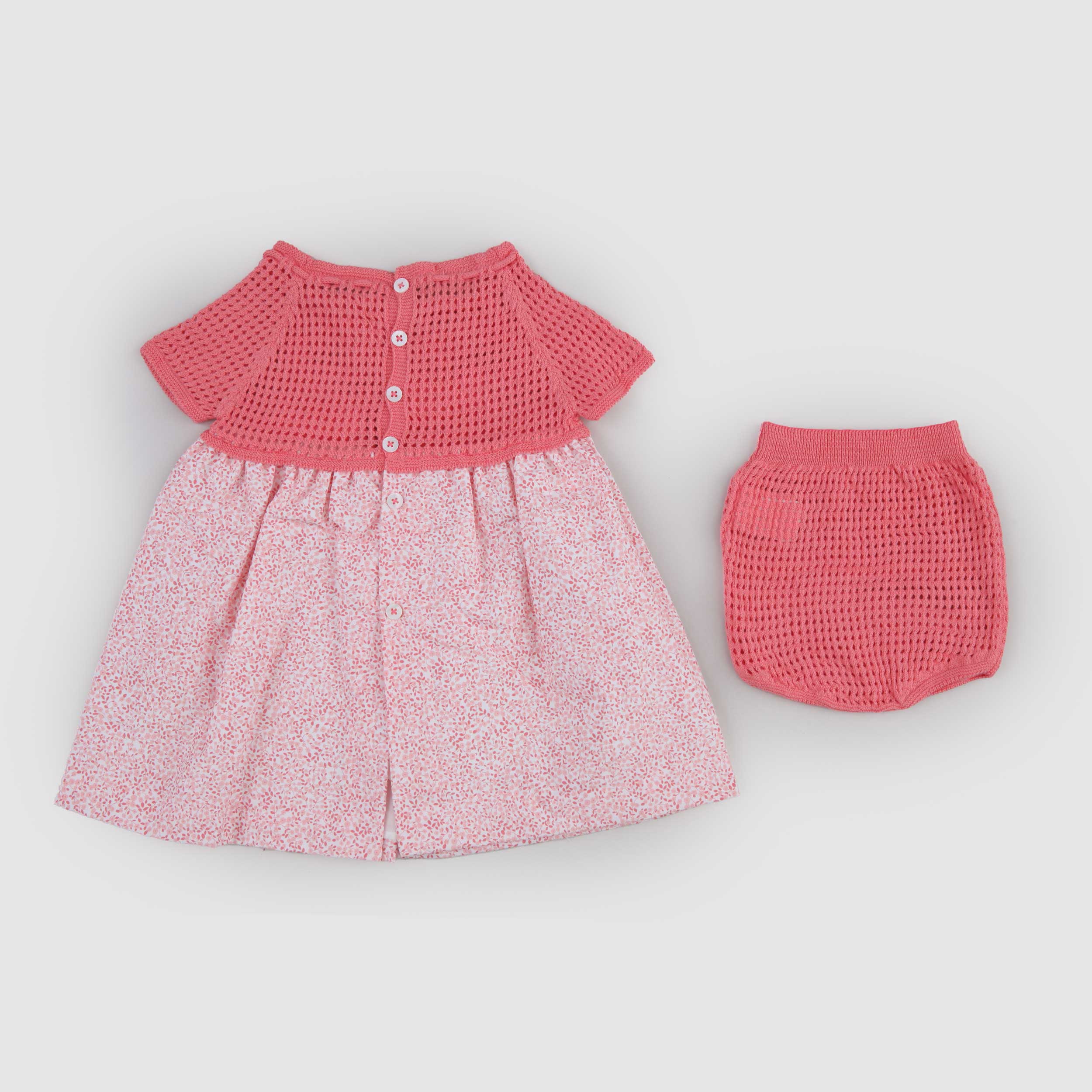 Abito Rosa Fragola con Fiorellini Firmato PECESA