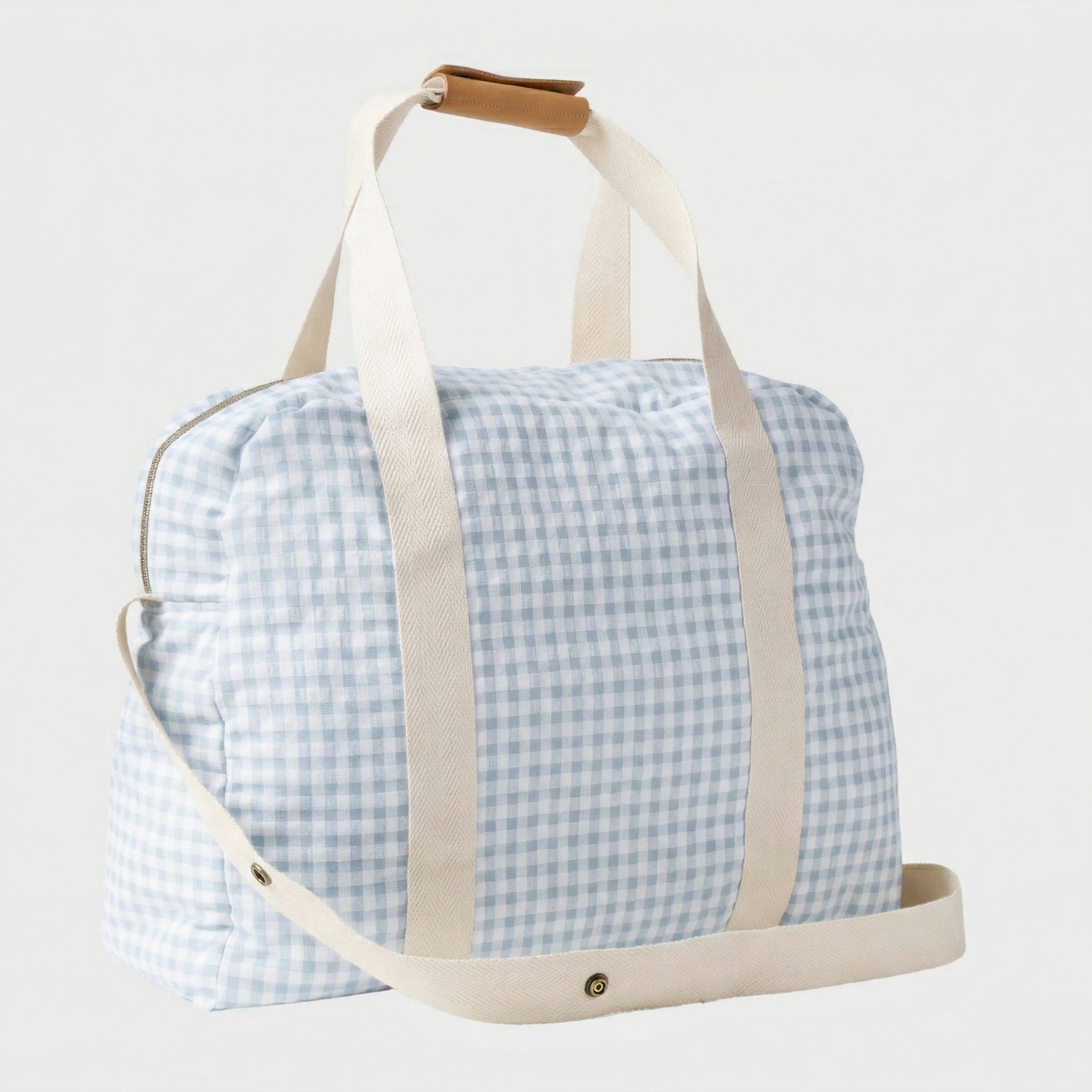 Sky Blue Plaid Mama Diaper Bag by ONE MORE IN THE FAMILY