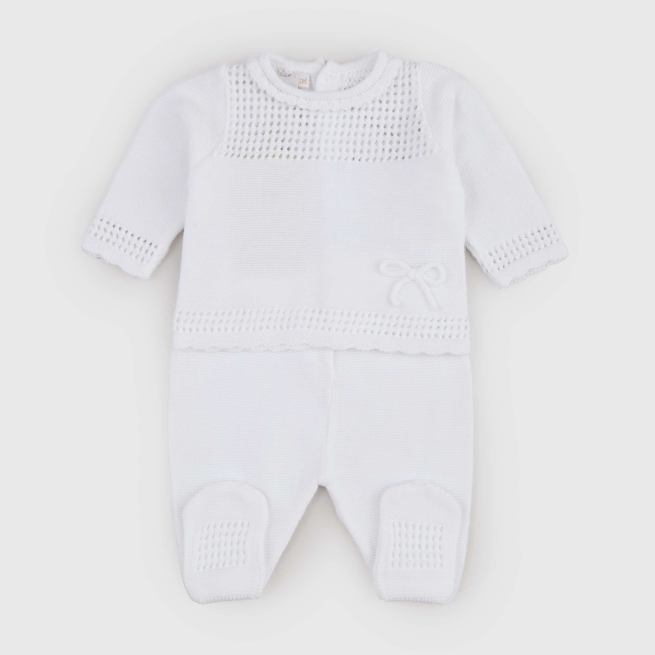 Completino Bianco Lavorato ai Ferri Firmato PECESA