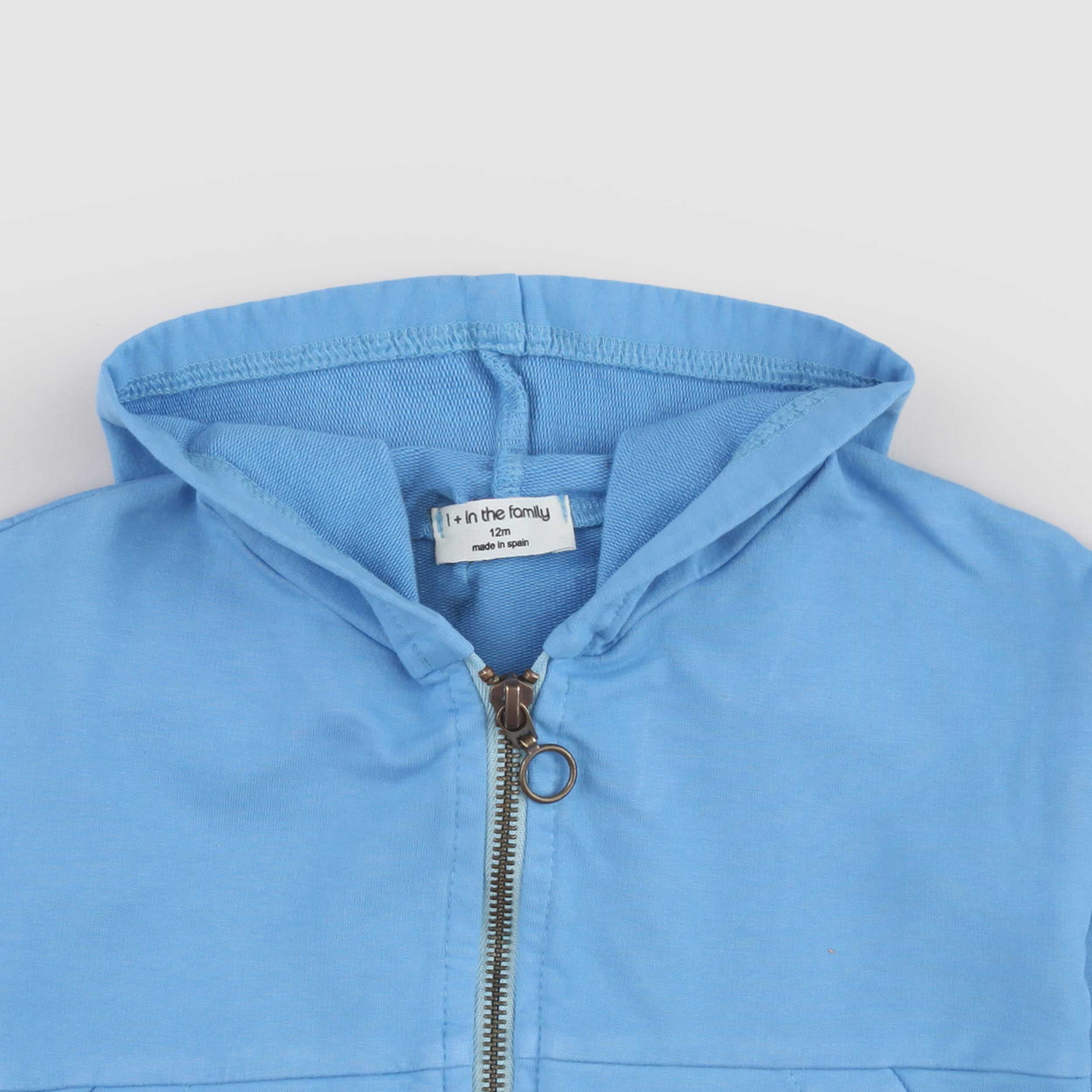 Felpa Celeste con Zip Firmata ONE MORE IN THE FAMILY