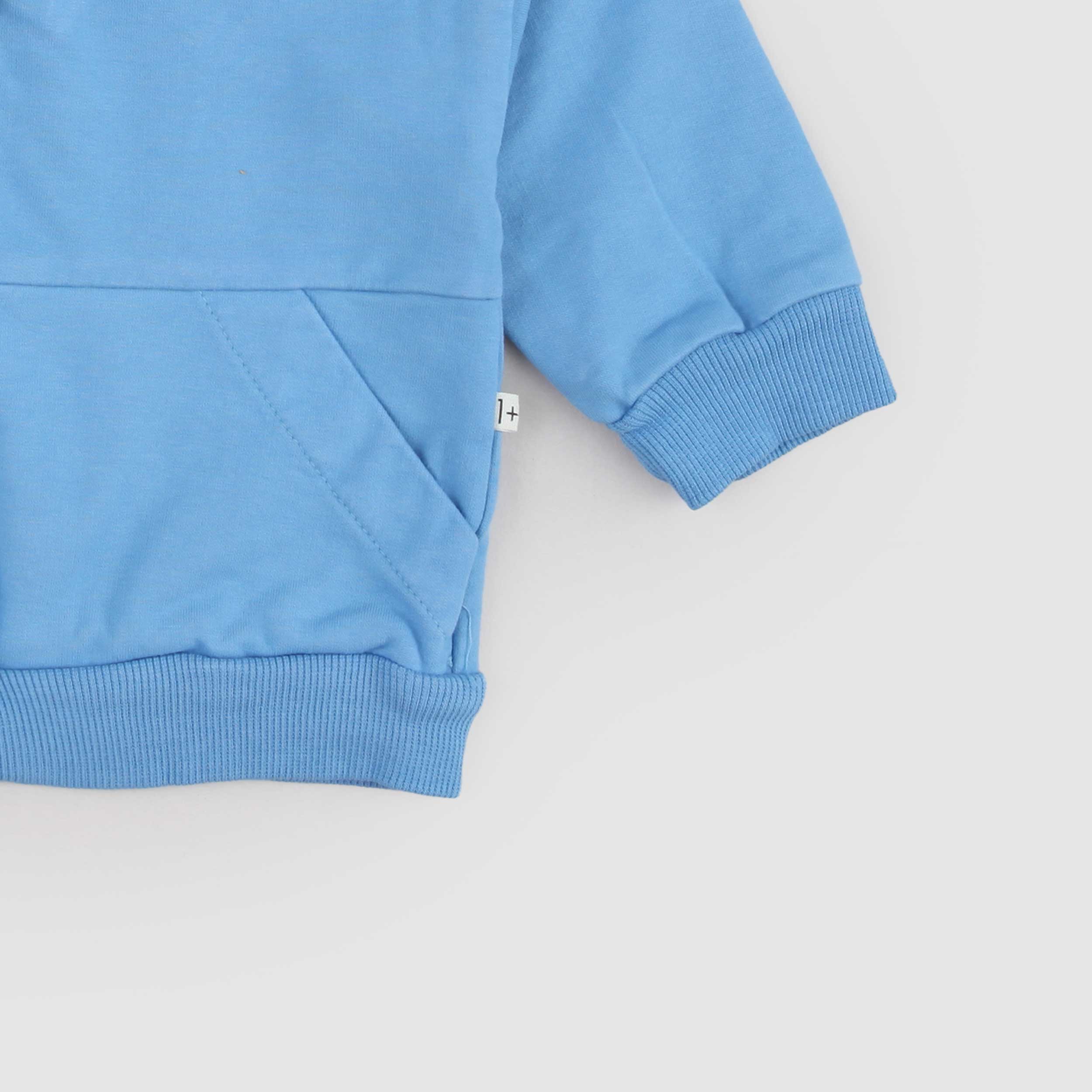 Felpa Celeste con Zip Firmata ONE MORE IN THE FAMILY