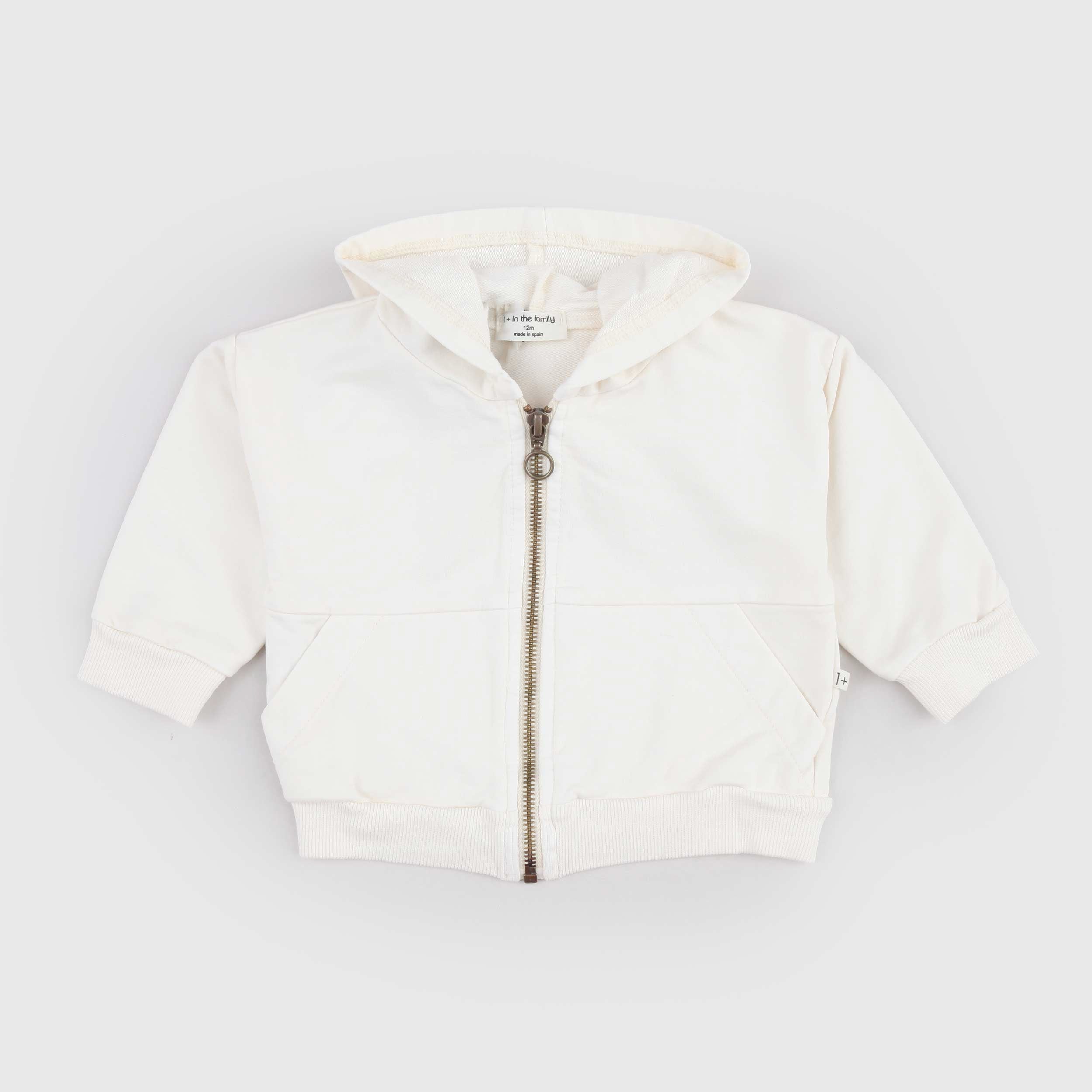 Felpa Crema con Zip Firmata ONE MORE IN THE FAMILY