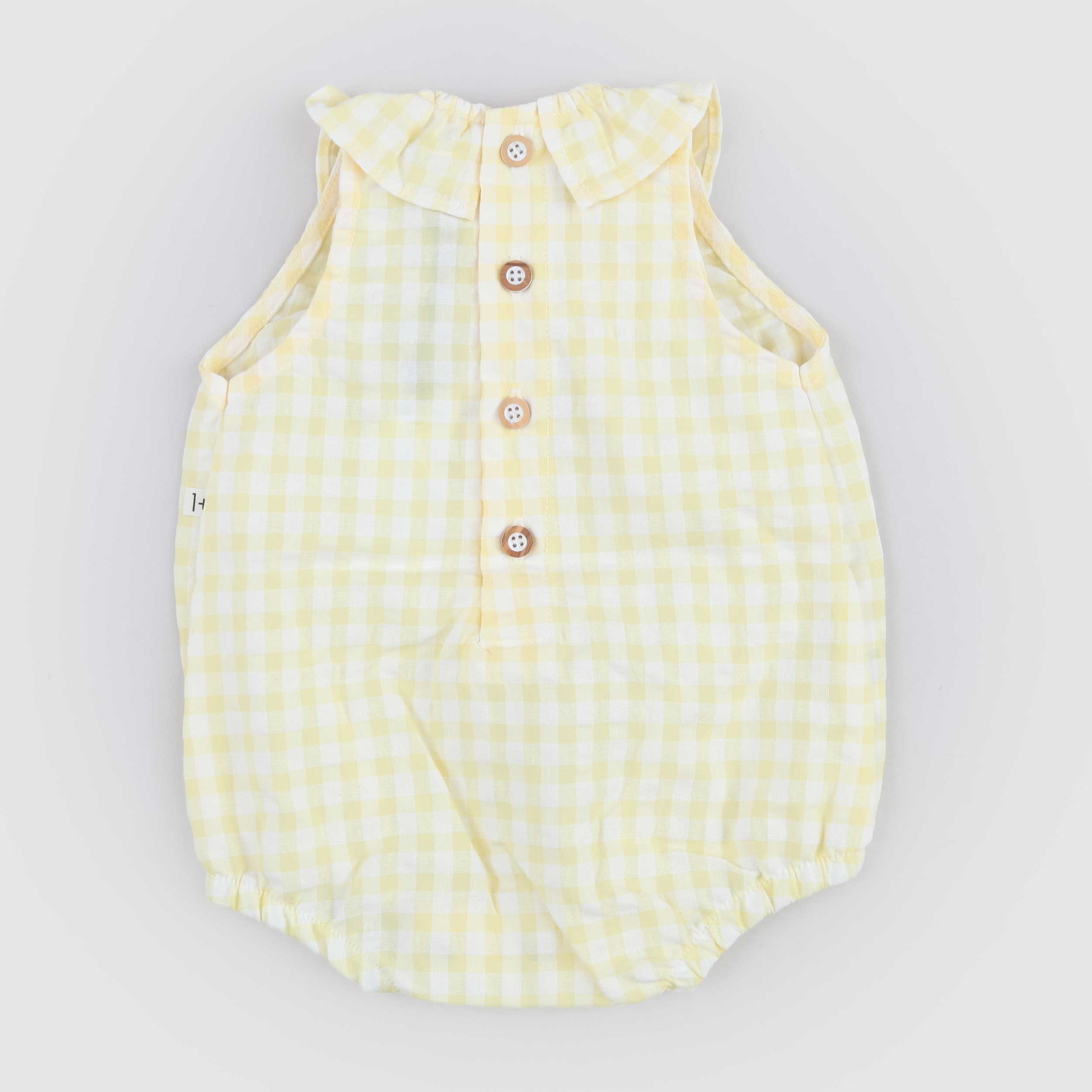 Yellow Check Romper by ONE MORE IN THE FAMILY