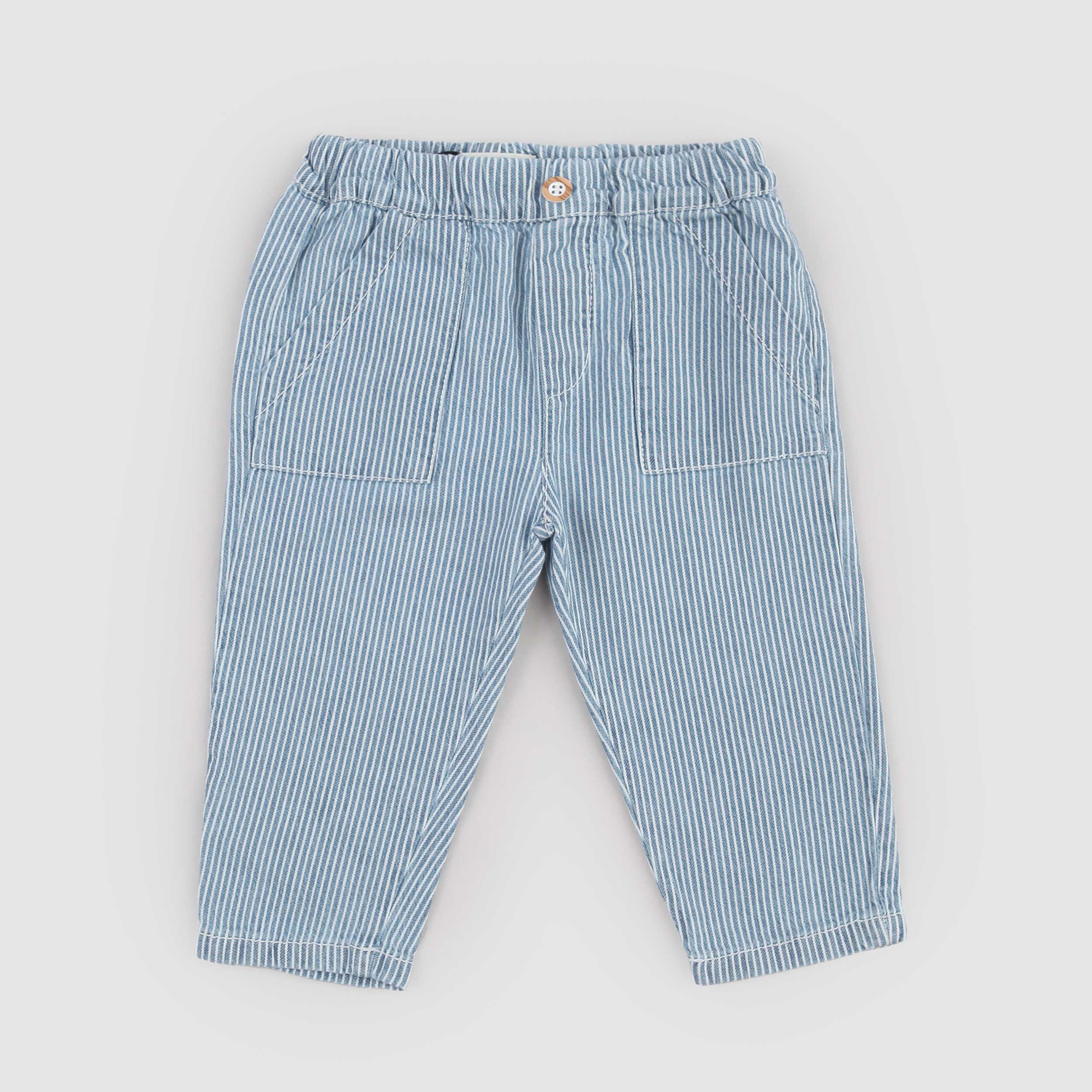 Pantalone Celeste con Tasca sul Retro Firmato ONE MORE IN THE FAMILY