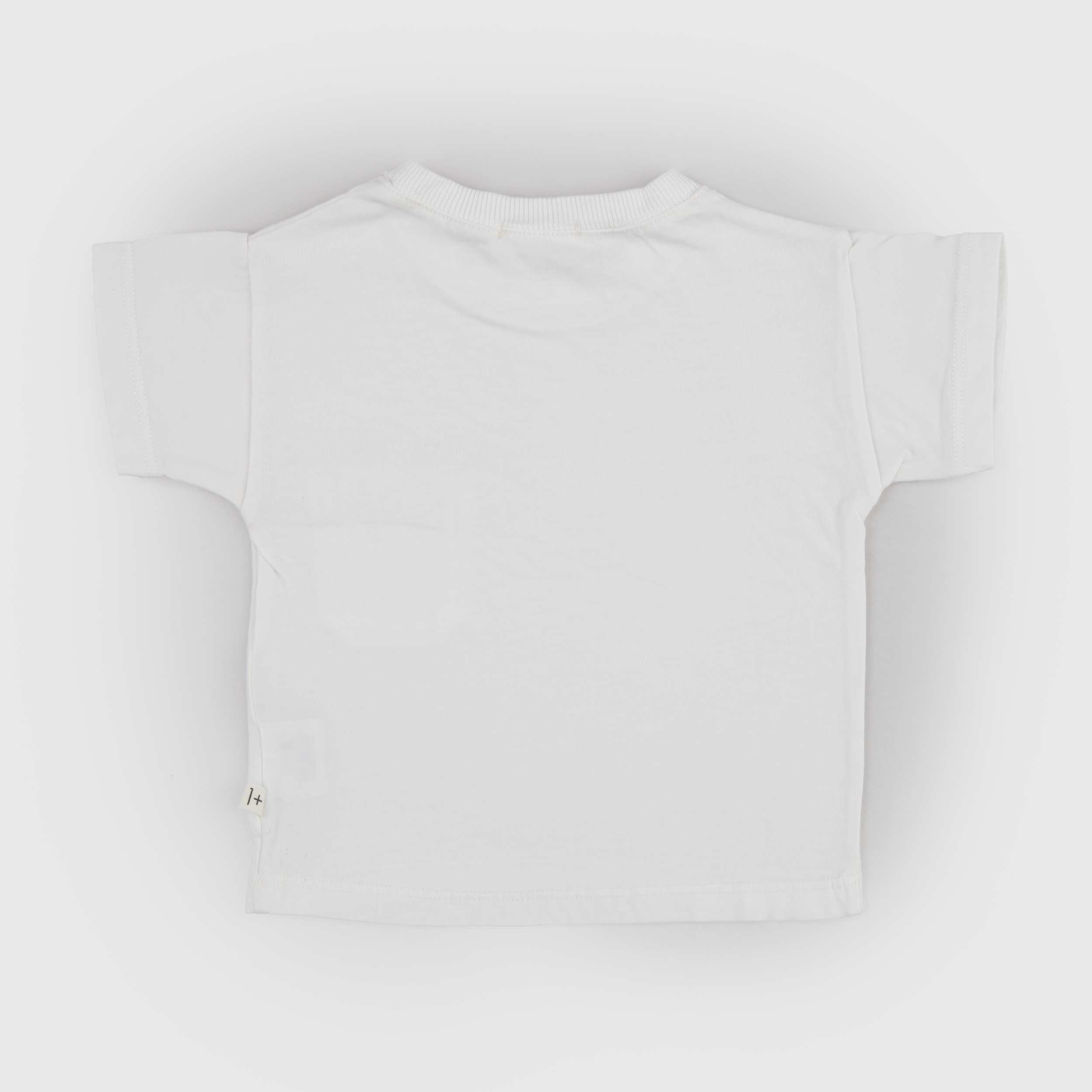 T-shirt Latte con Taschino sulla Sinistra Firmata ONE MORE IN THE FAMILY