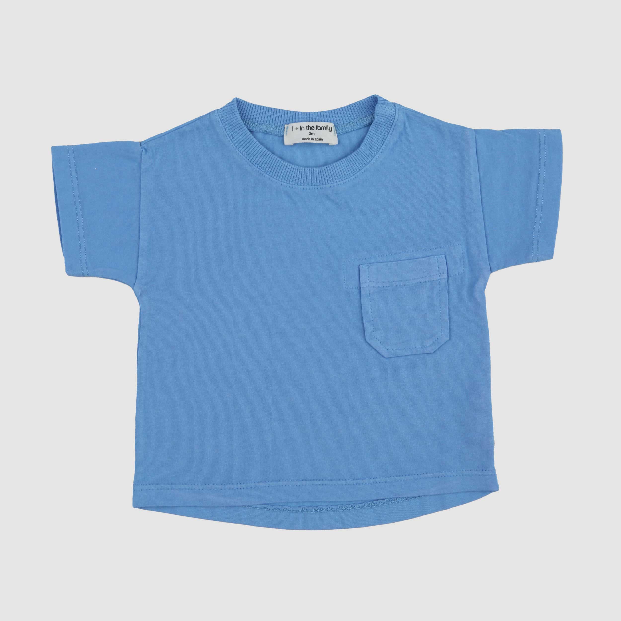 T-shirt Celeste con Taschino Firmata ONE MORE IN THE FAMILY