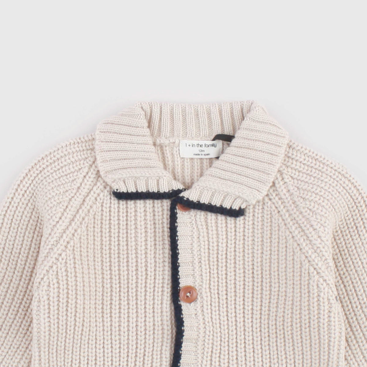 Beige Cardigan with Blue Edges for Newborn by ONE MORE IN THE FAMILY