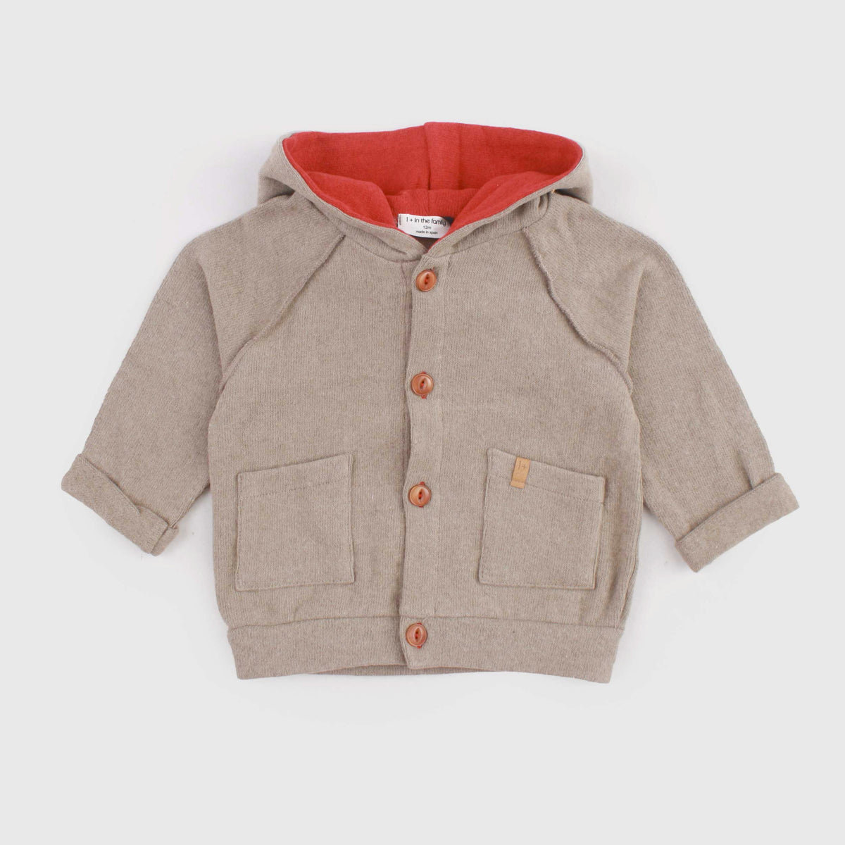 Red Lined Turtle Cardigan for Newborn by ONE MORE IN THE FAMILY