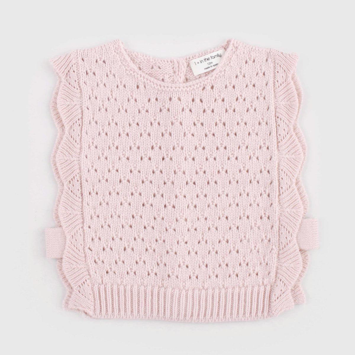 Antique Pink Perforated Vest for Newborn by ONE MORE IN THE FAMILY