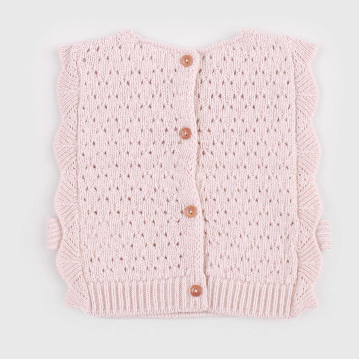 Antique Pink Perforated Vest for Newborn by ONE MORE IN THE FAMILY
