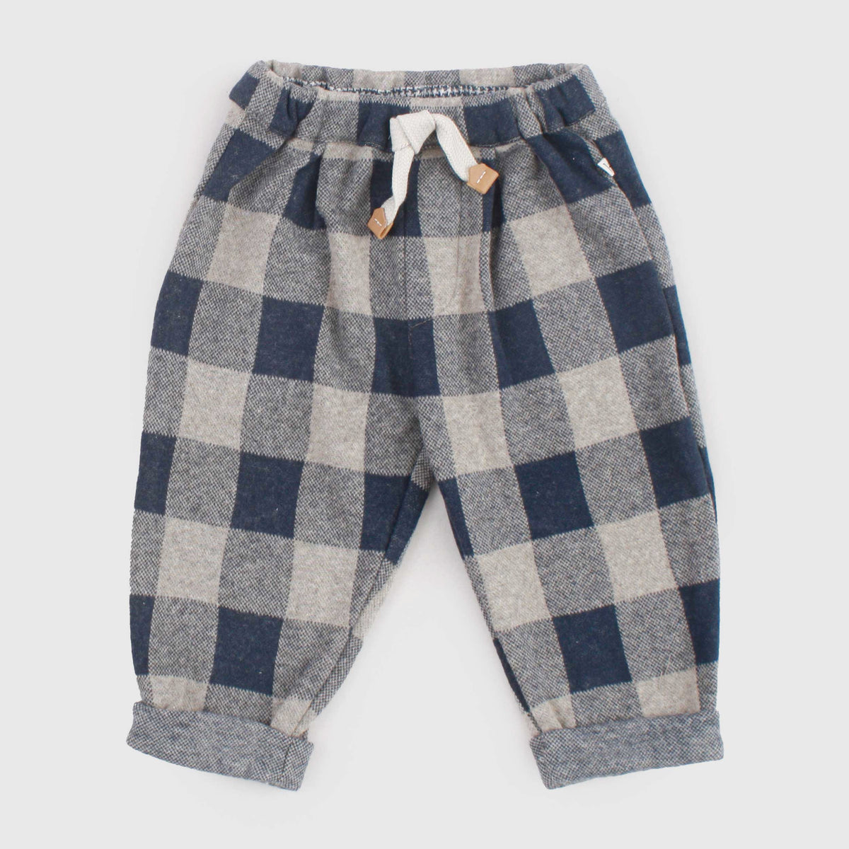 Blue and Grey Checked Trousers for Newborn by ONE MORE IN THE FAMILY