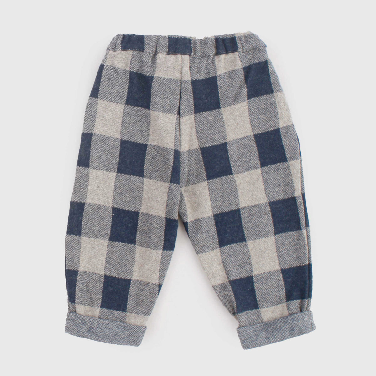Blue and Grey Checked Trousers for Newborn by ONE MORE IN THE FAMILY