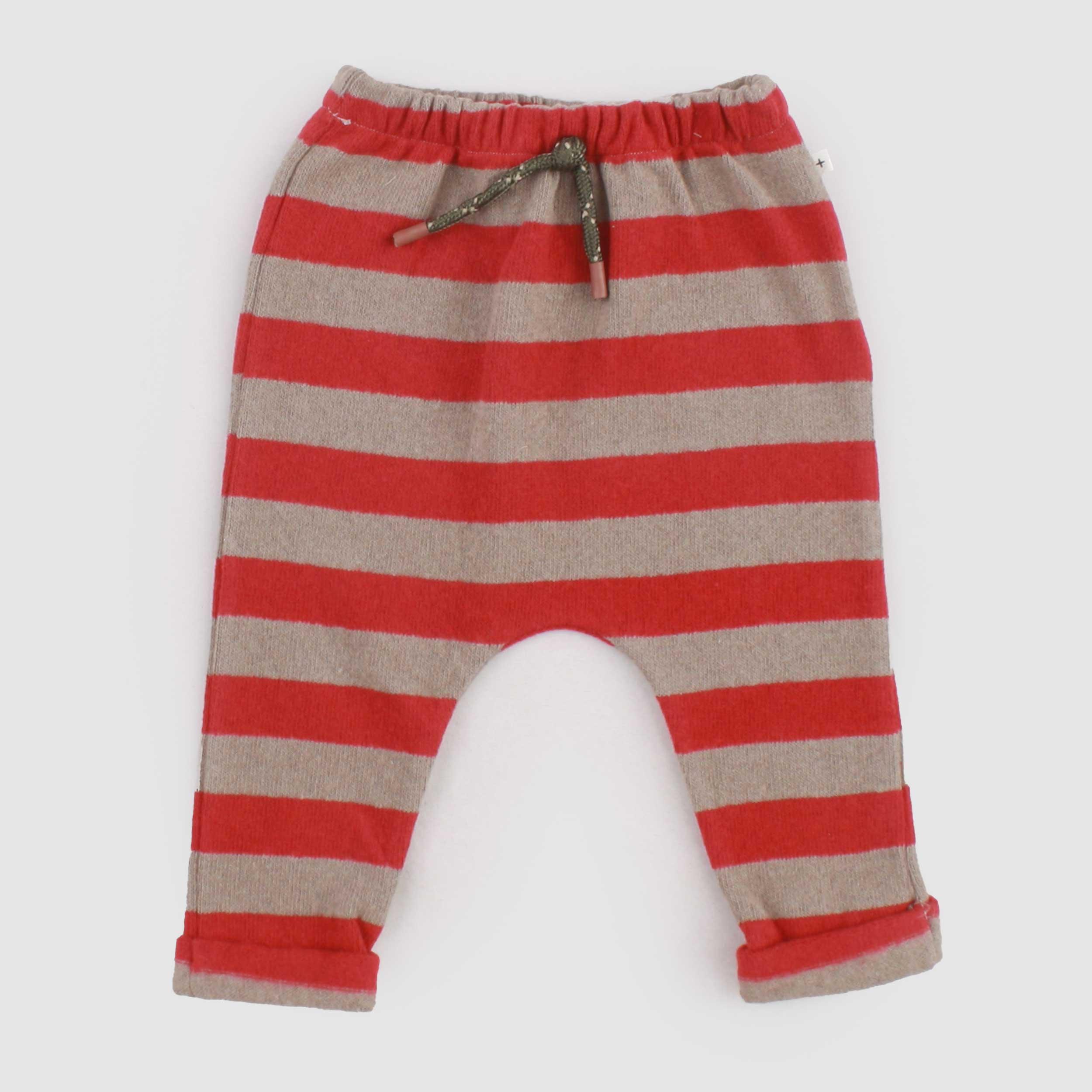 Beige and Red Striped Trousers for Newborn by ONE MORE IN THE FAMILY