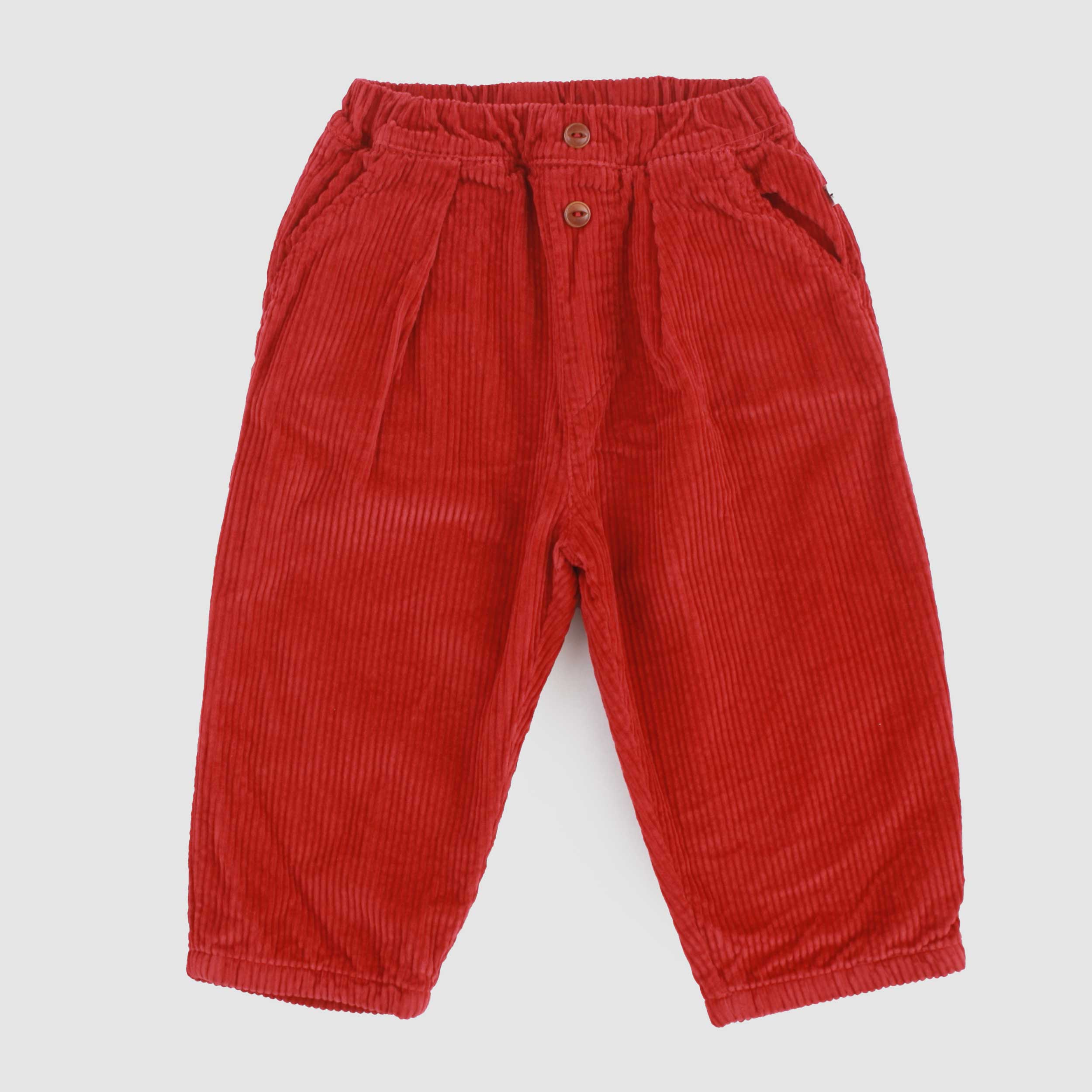 Red Ribbed Velvet Trousers for Newborn by ONE MORE IN THE FAMILY