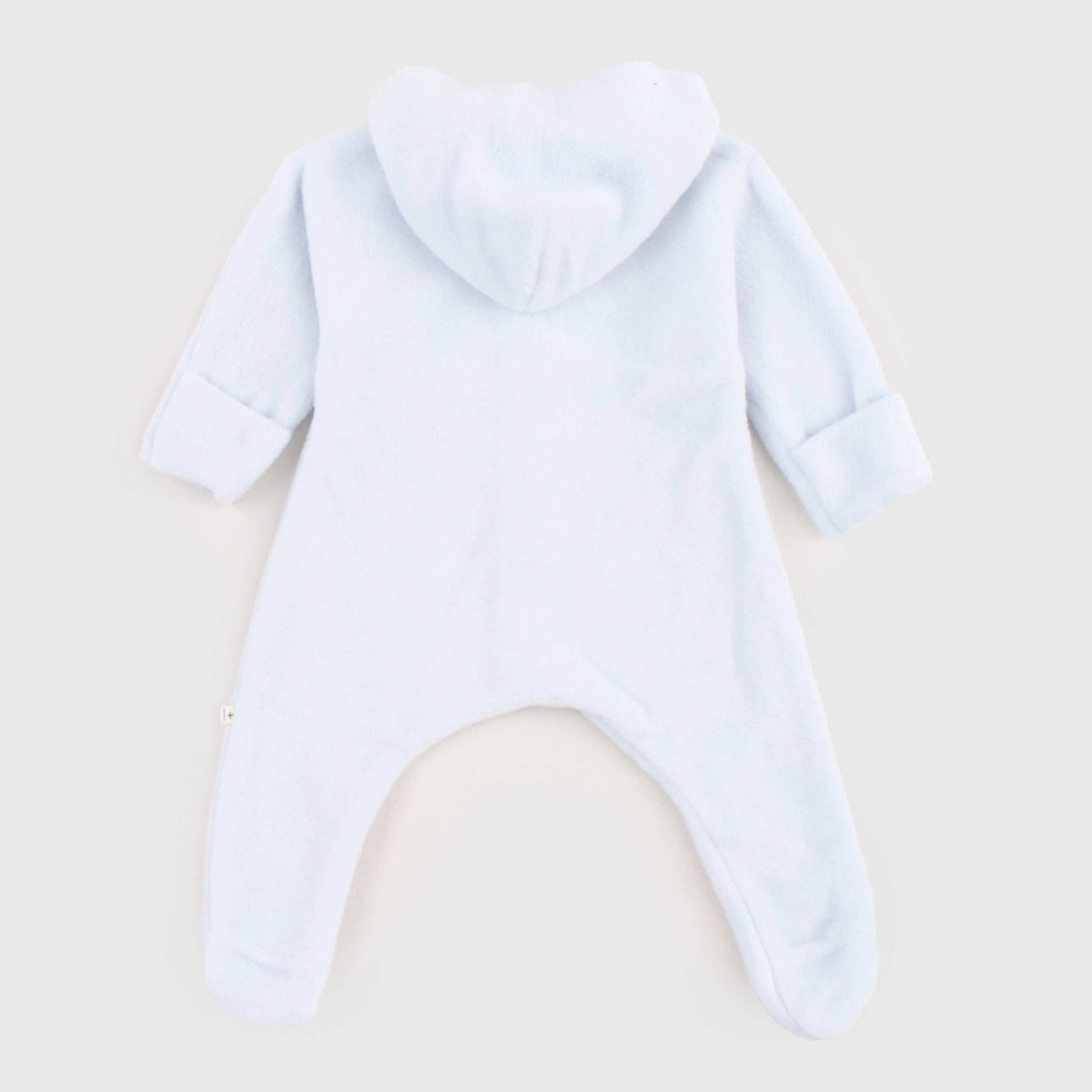 Light blue Baby Footed onesie by ONE MORE IN THE FAMILY