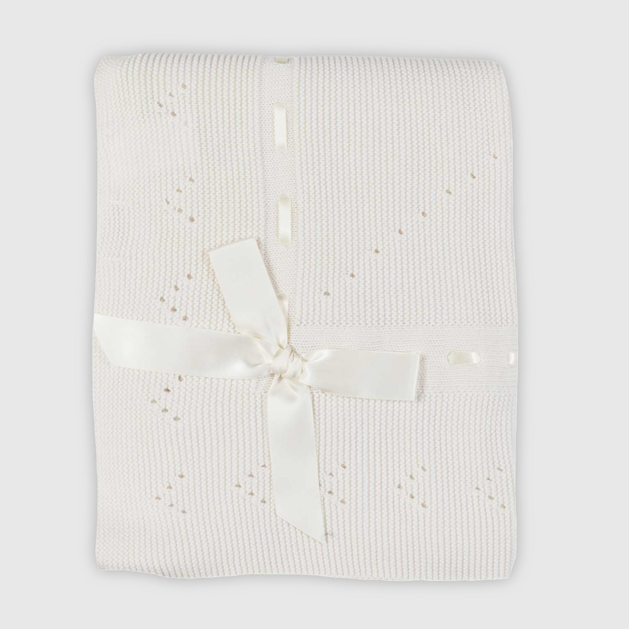 Coperta newborn con fiocco bianco latte