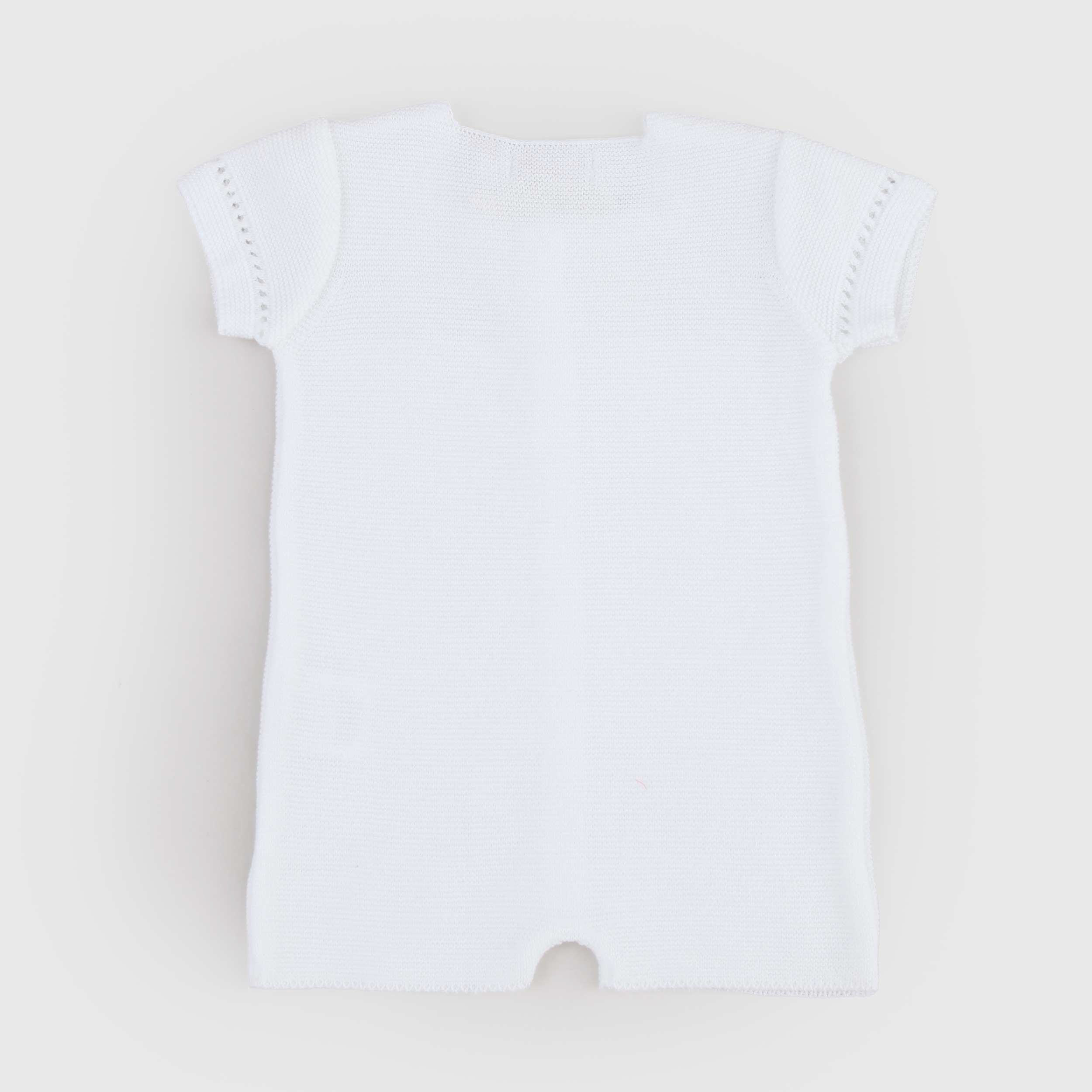 PECESA Short White Romper with Neckline