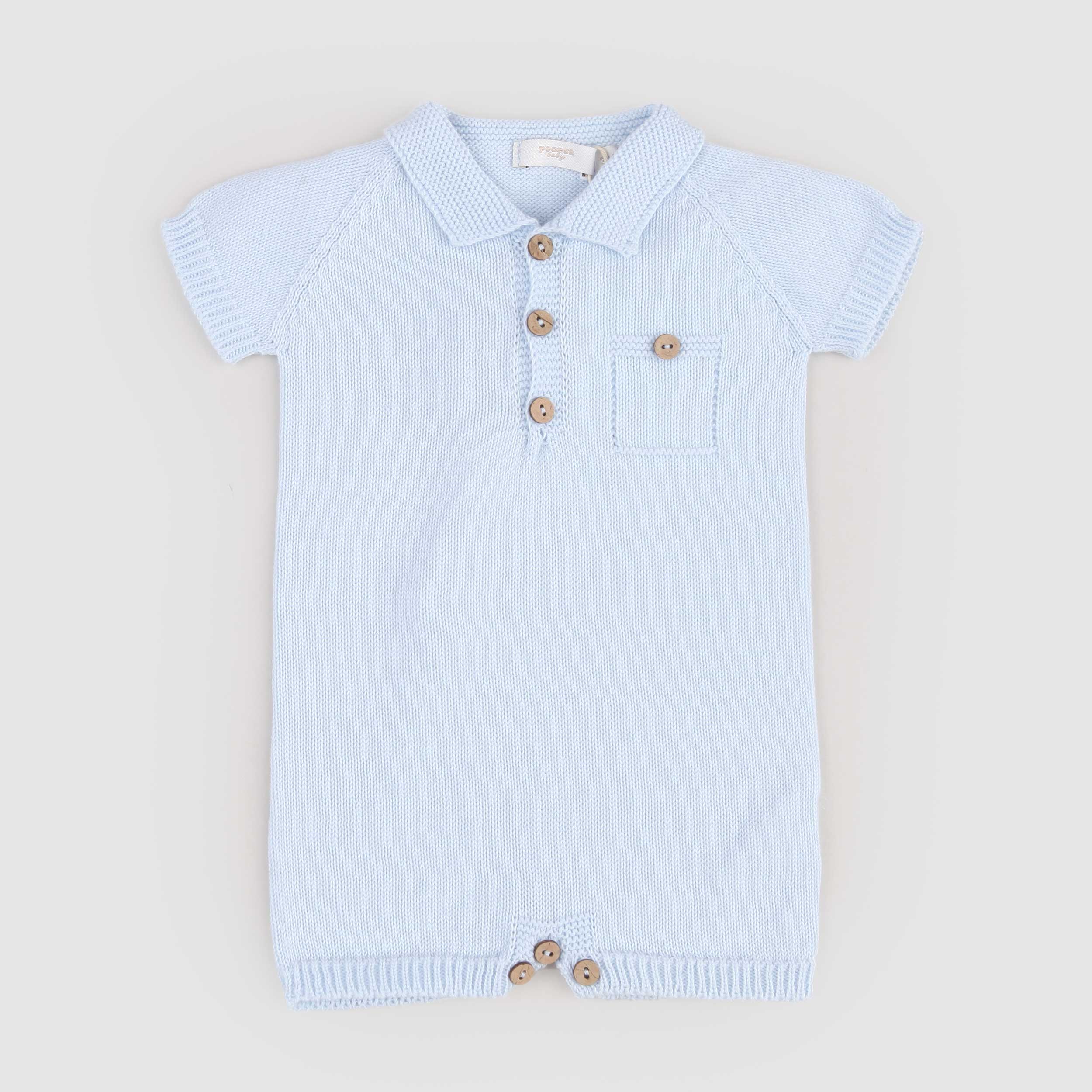 Tutina Celeste con Bottoni in Legno Firmata PECESA