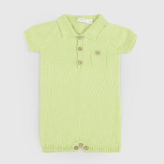 Green Romper with Wooden Buttons by PECESA