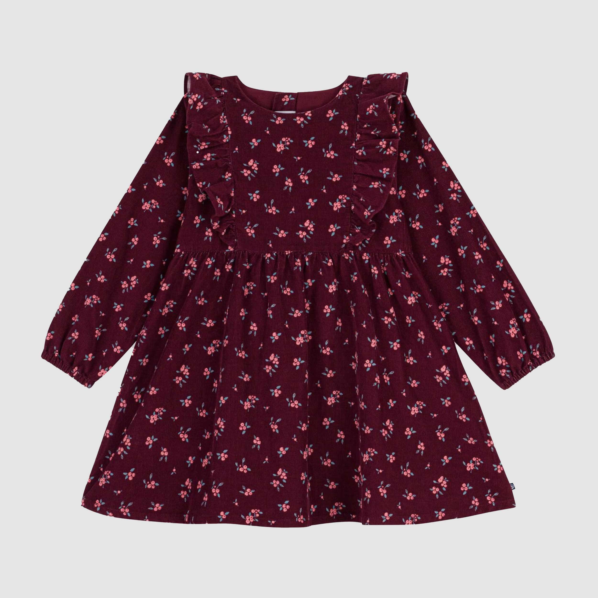 Abito Bordeaux in Velluto a Coste per Bambina by PETIT BATEAU