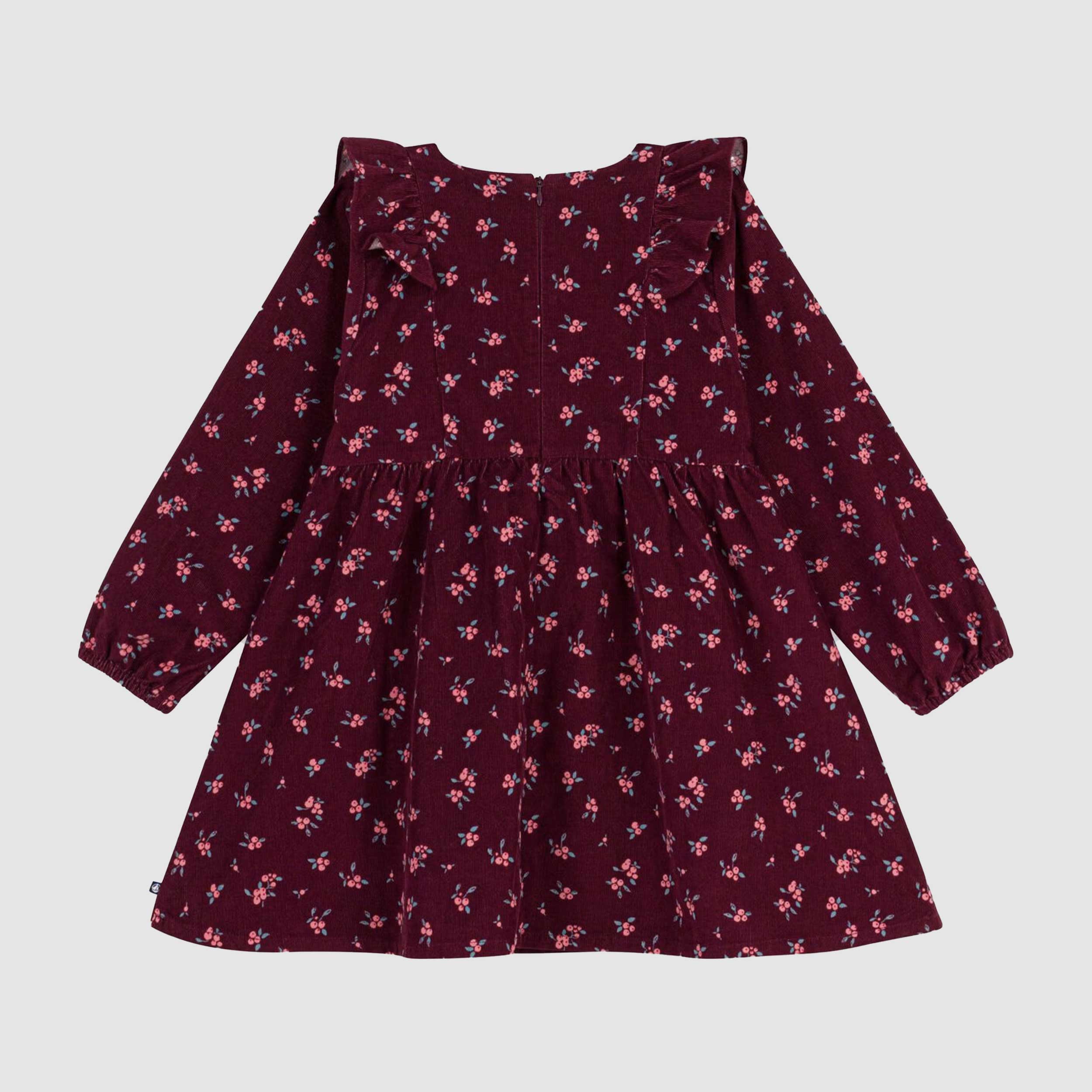 Abito Bordeaux in Velluto a Coste per Bambina by PETIT BATEAU