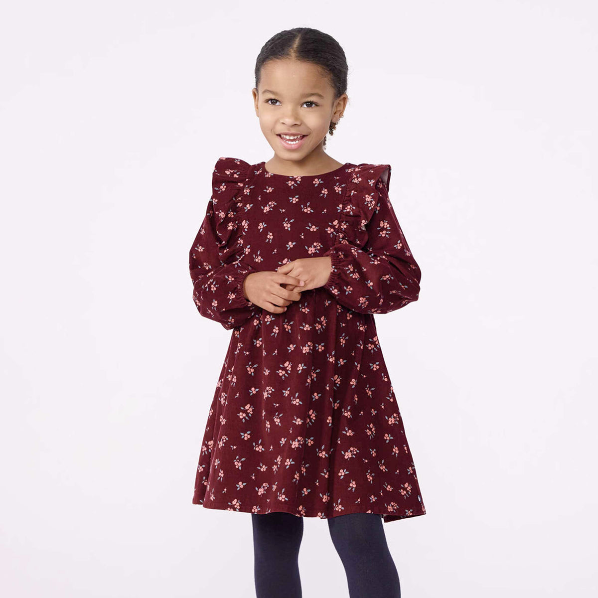 Abito Bordeaux in Velluto a Coste per Bambina by PETIT BATEAU