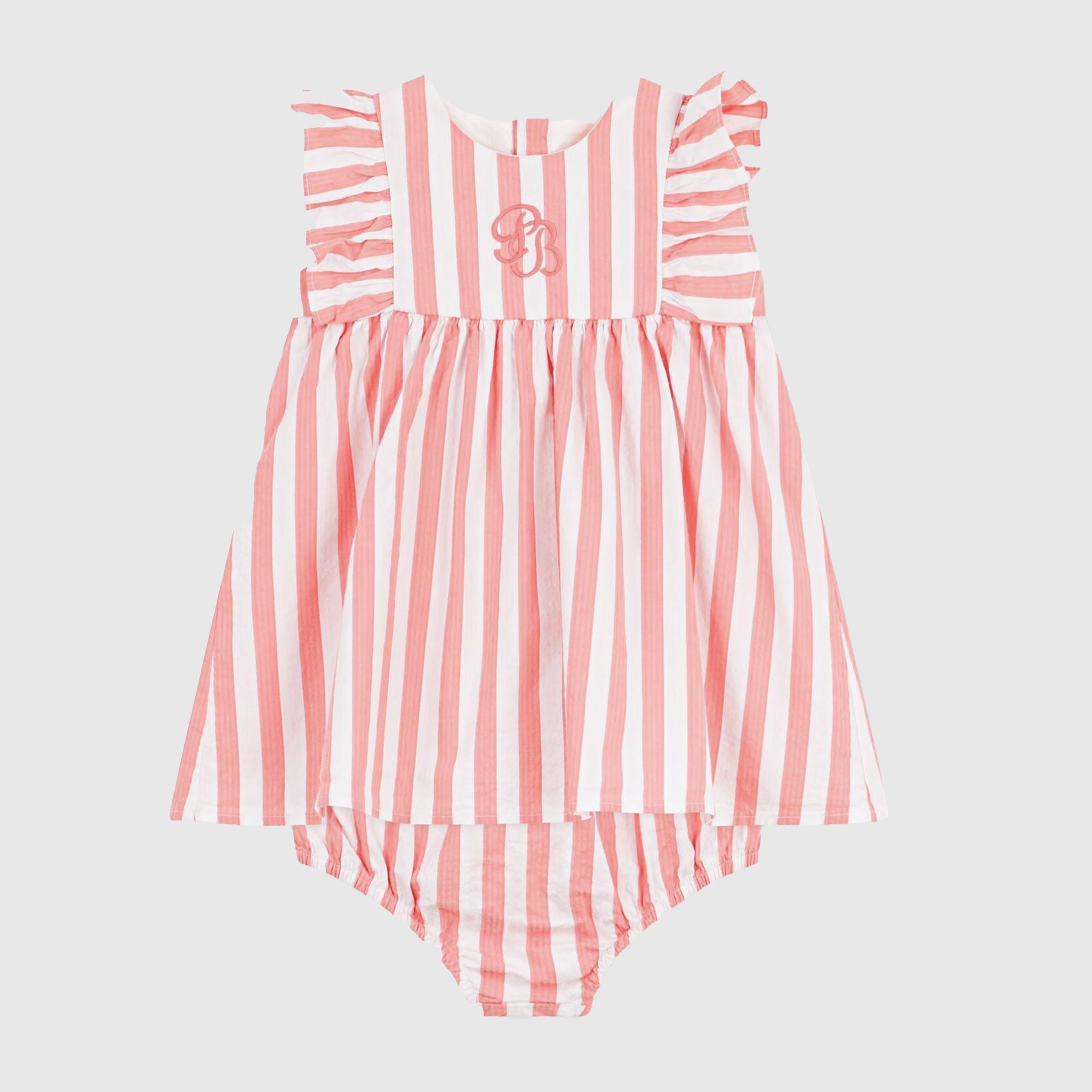 White and Salmon Dress by PETIT BATEAU