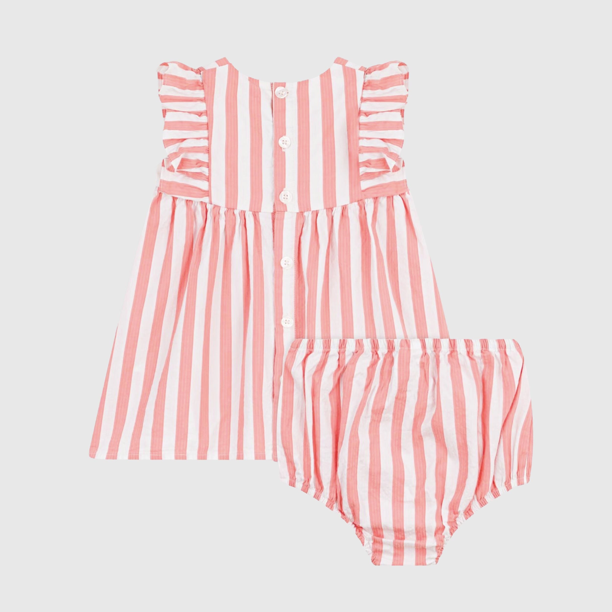 White and Salmon Dress by PETIT BATEAU