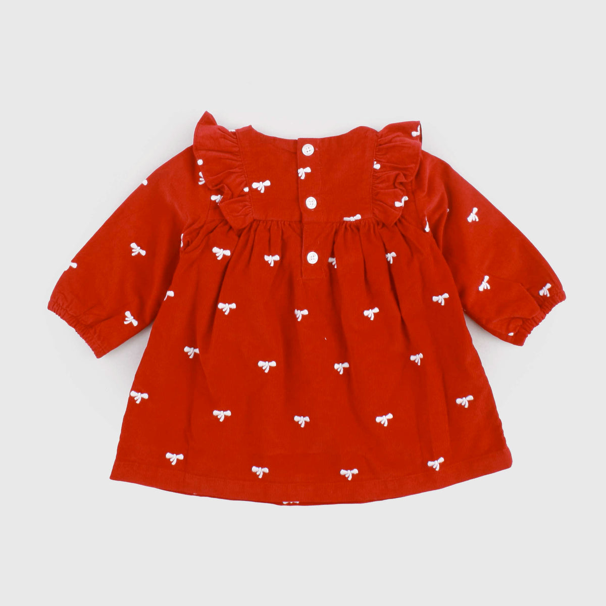 Red Ribbed Velvet Dress for Newborn by PETIT BATEAU