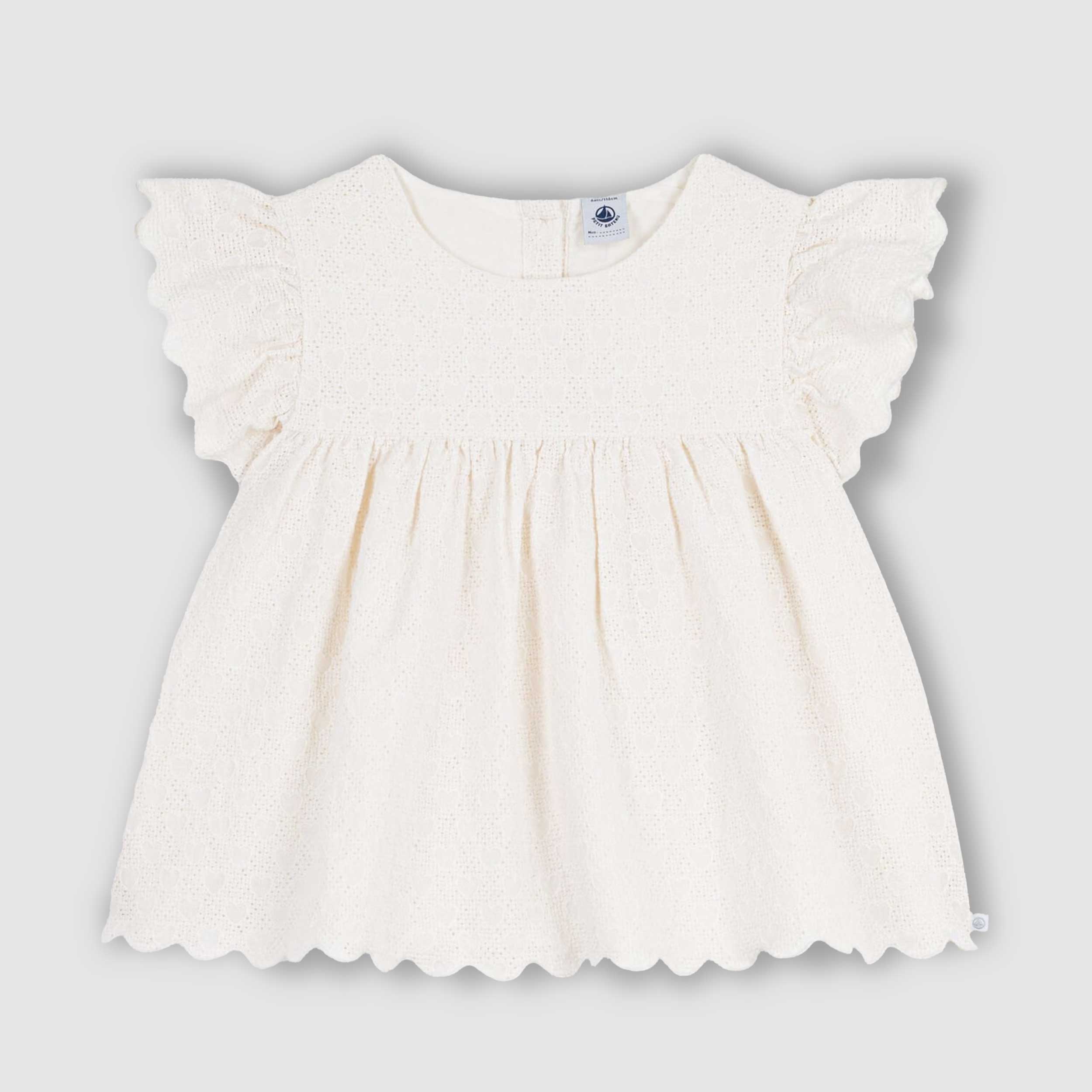 Abito Bianco con Volant Firmato PETIT BATEAU