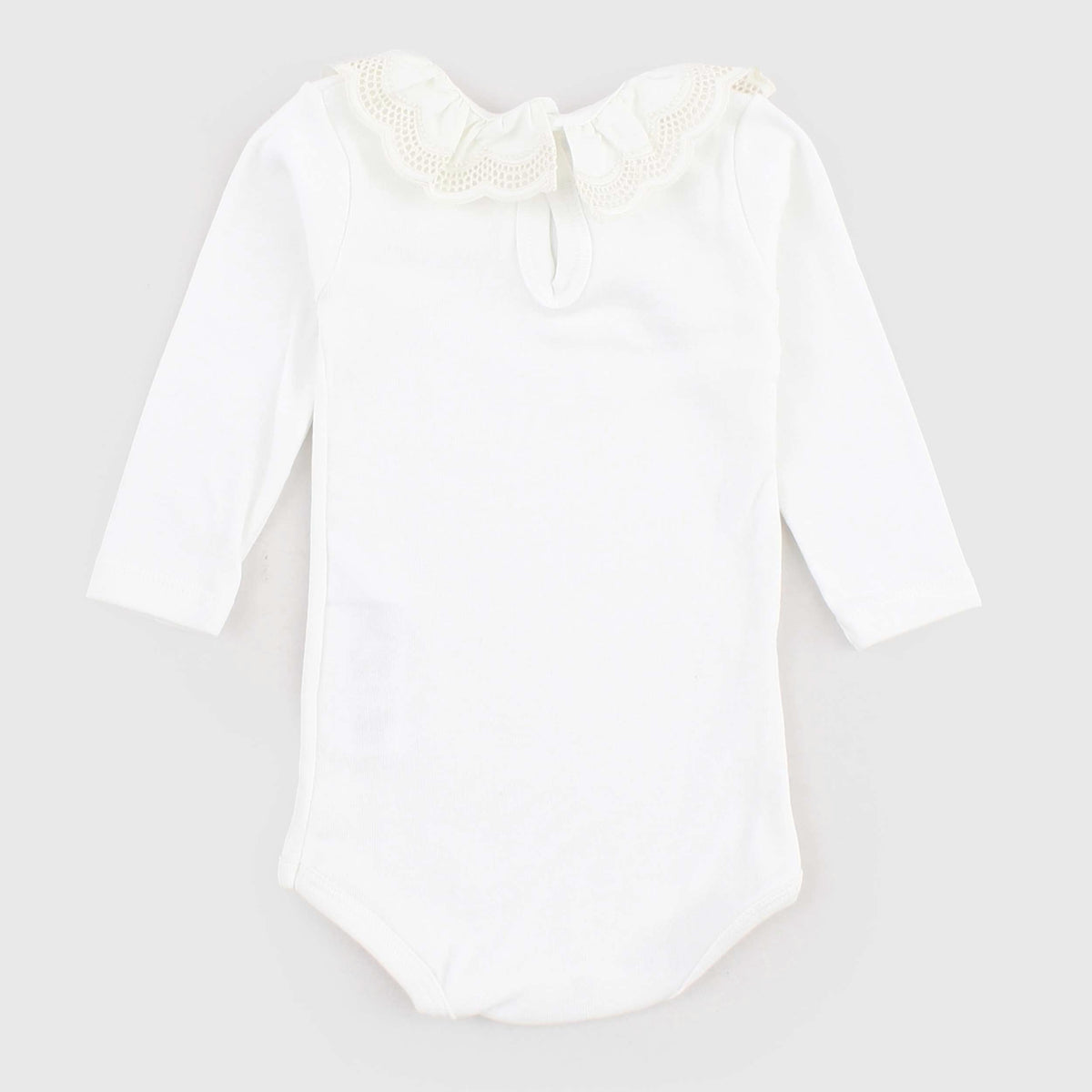 Body Latte with Lace on the Neck for Newborn by PETIT BATEAU