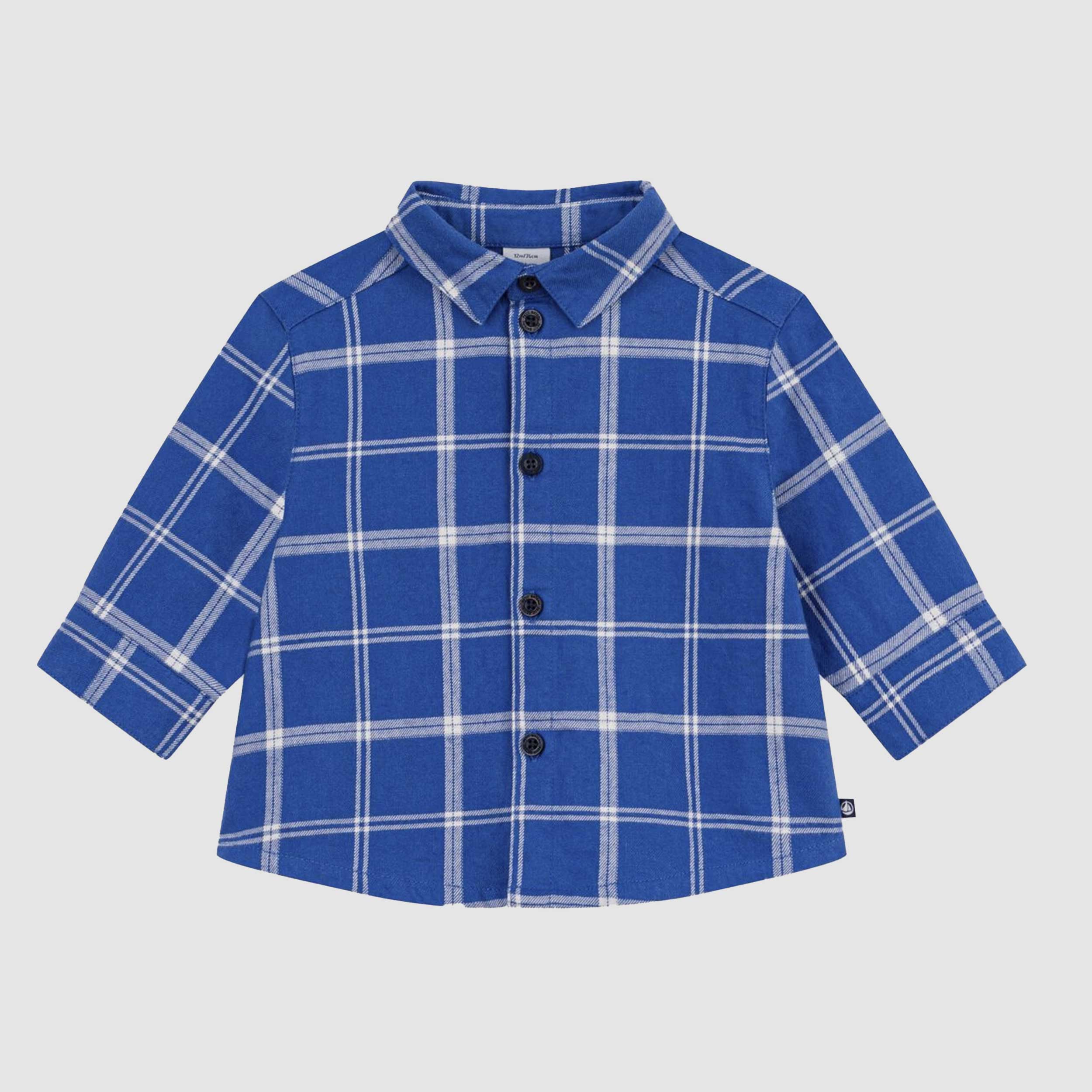 Camicia a Quadri Azzurra per Neonato by PETIT BATEAU
